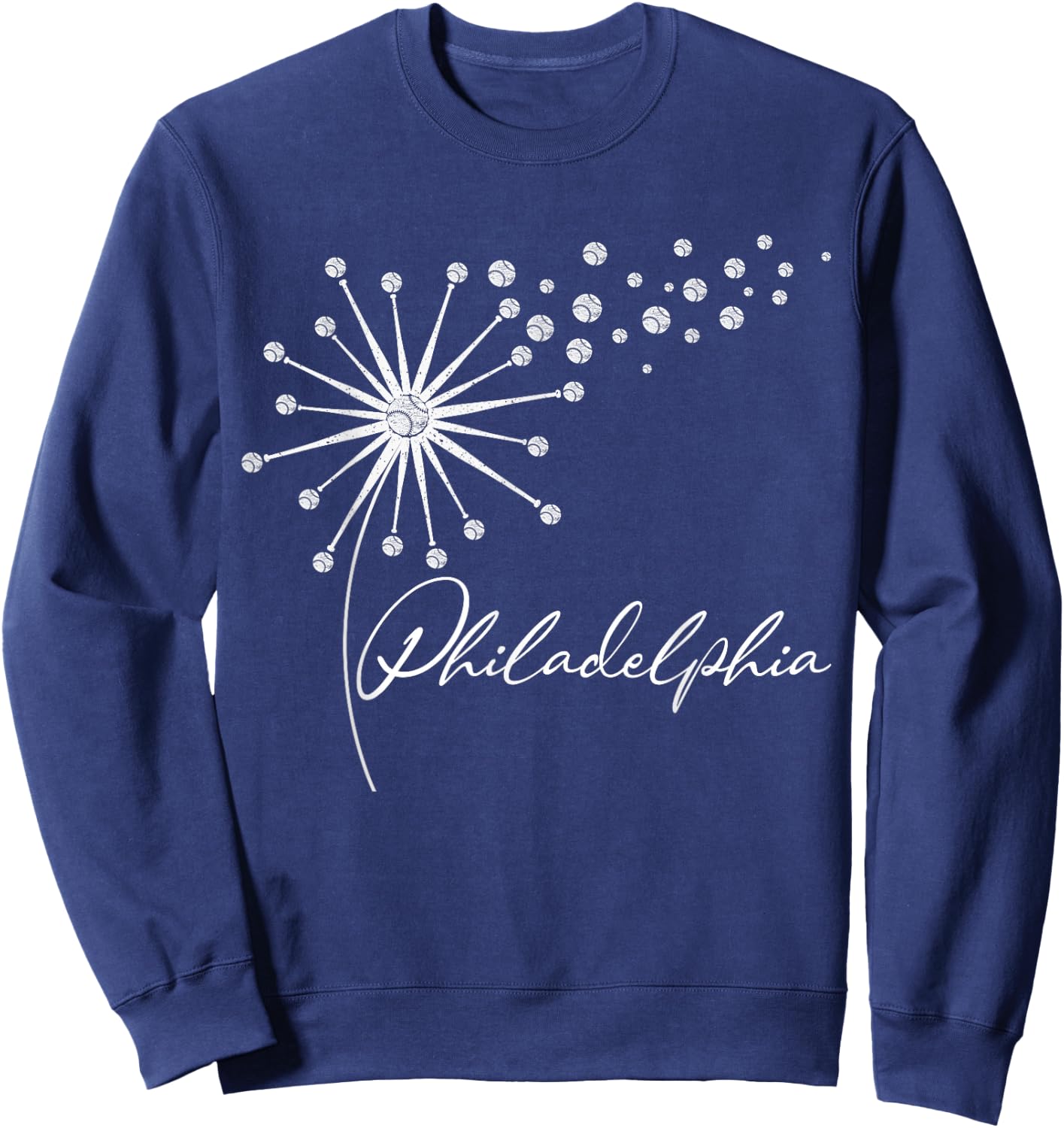 Philly Cute Baseball Dandelion Souvenir I Love Philadelphia Sweatshirt - Sweatshirt | Navy