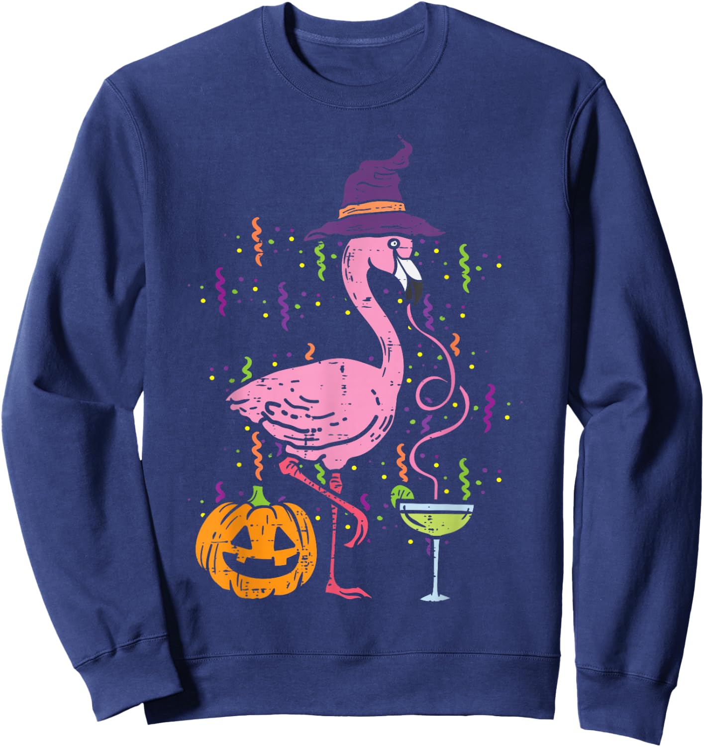Flamingo Witch Happy Halloween Funny Costume Bird Women Sweatshirt - Sweatshirt | Navy
