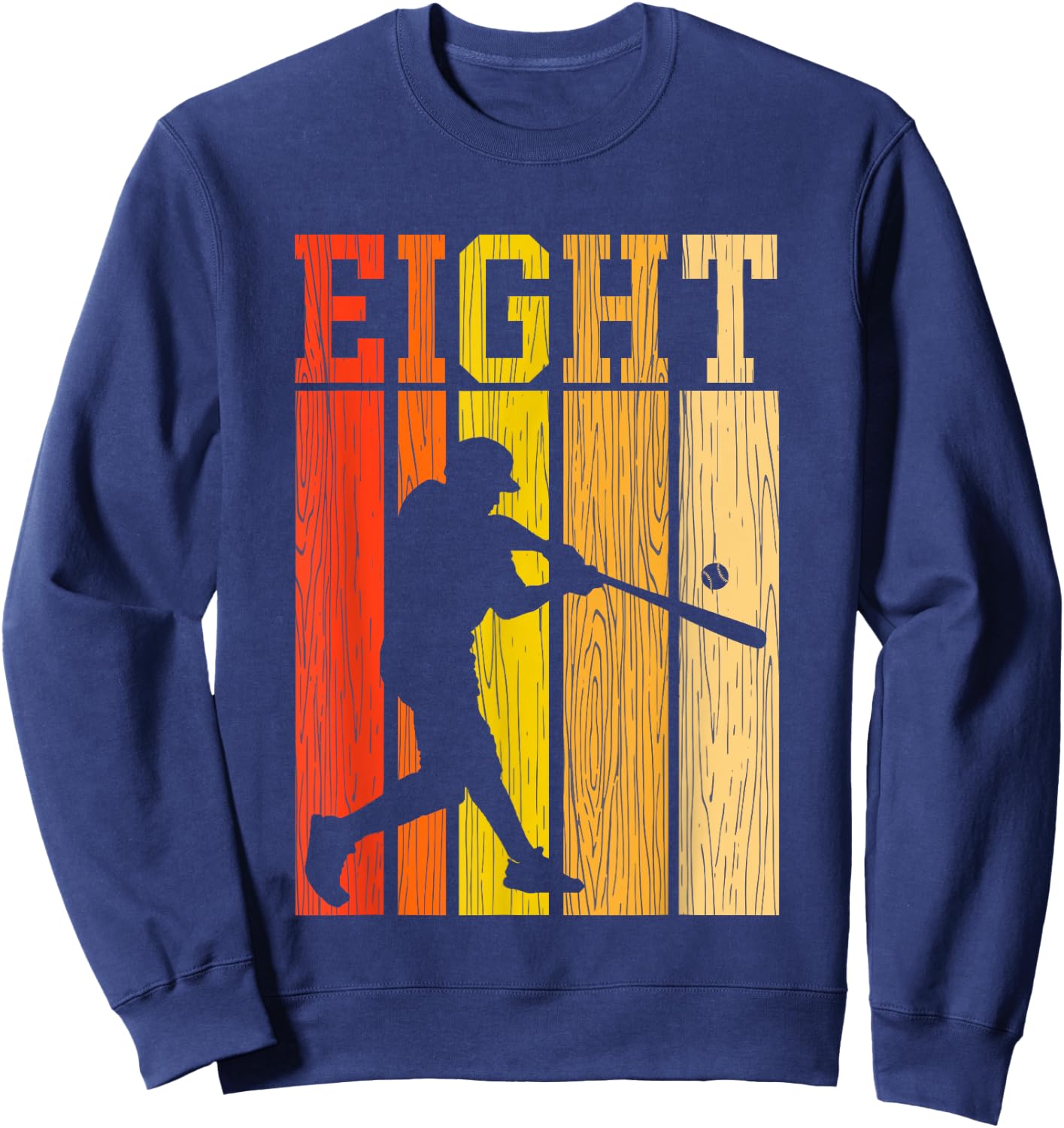 8th Birthday Gift Eight Vintage Baseball Birthday 8 Year Old Sweatshirt - Sweatshirt | Navy