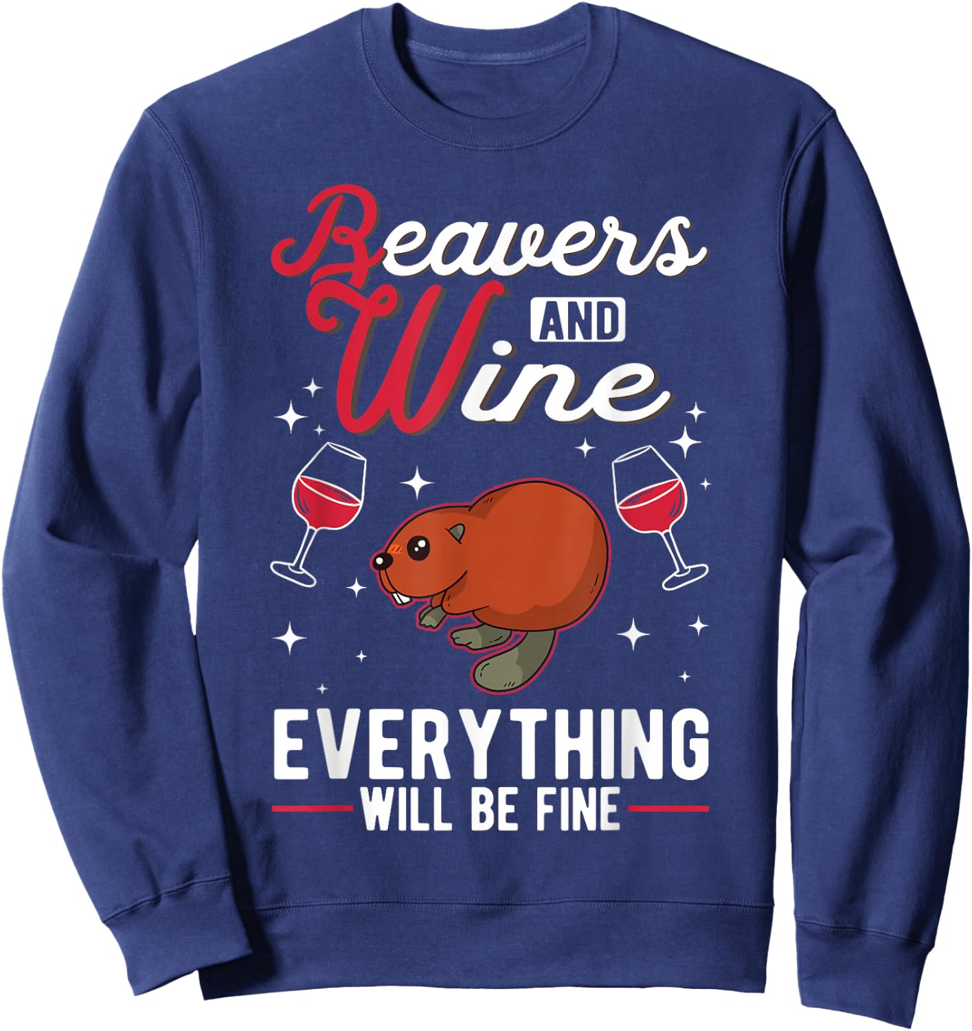 Beaver and wine beaver dam beaver Sweatshirt - Sweatshirt | Navy