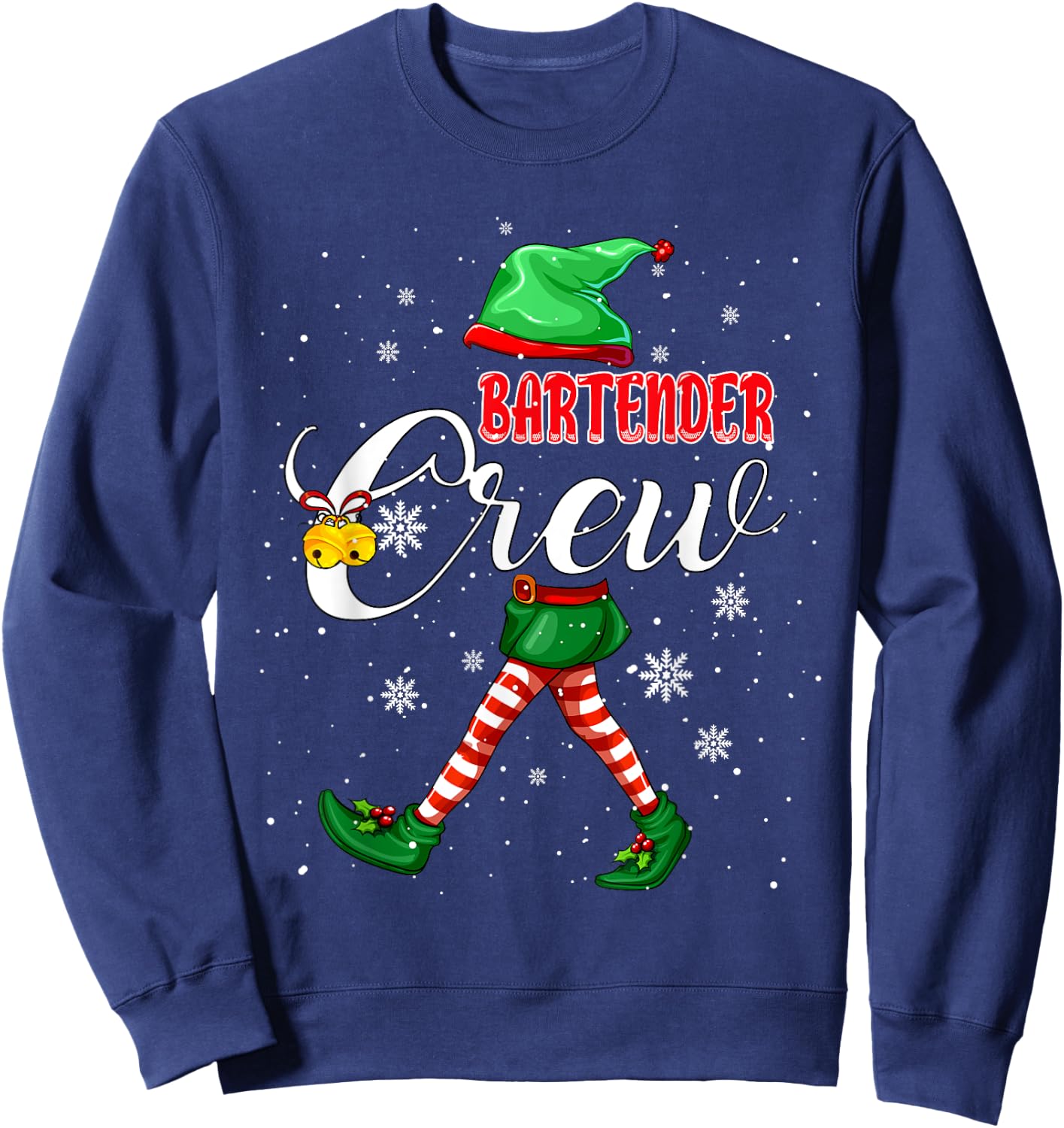 Bartender Crew Christmas Elf Costume Matching Job Team Sweatshirt - Sweatshirt | Navy