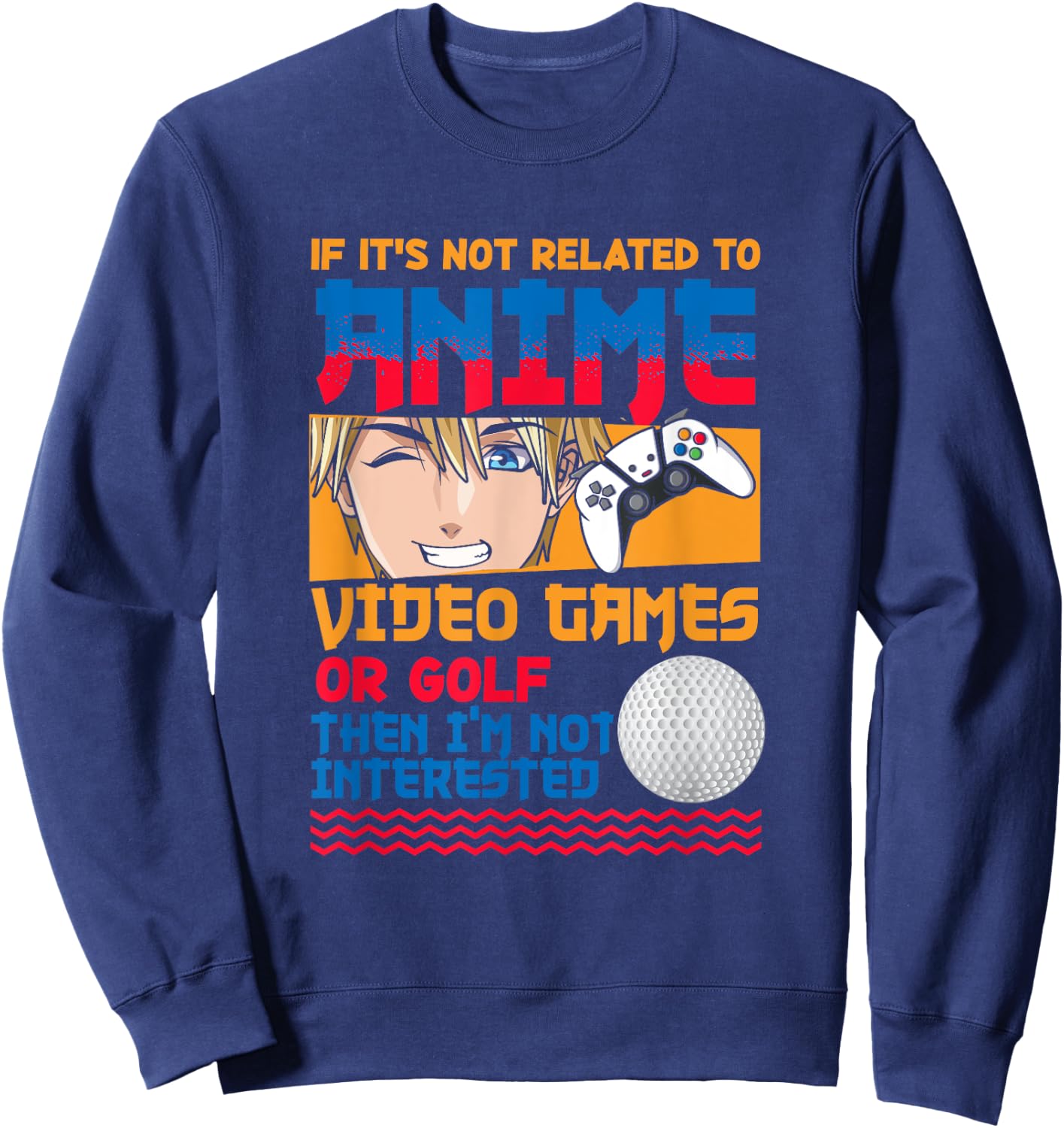Anime Video Games Golf Japanese Japan Anime Gamer Otaku Sweatshirt - Sweatshirt | Navy