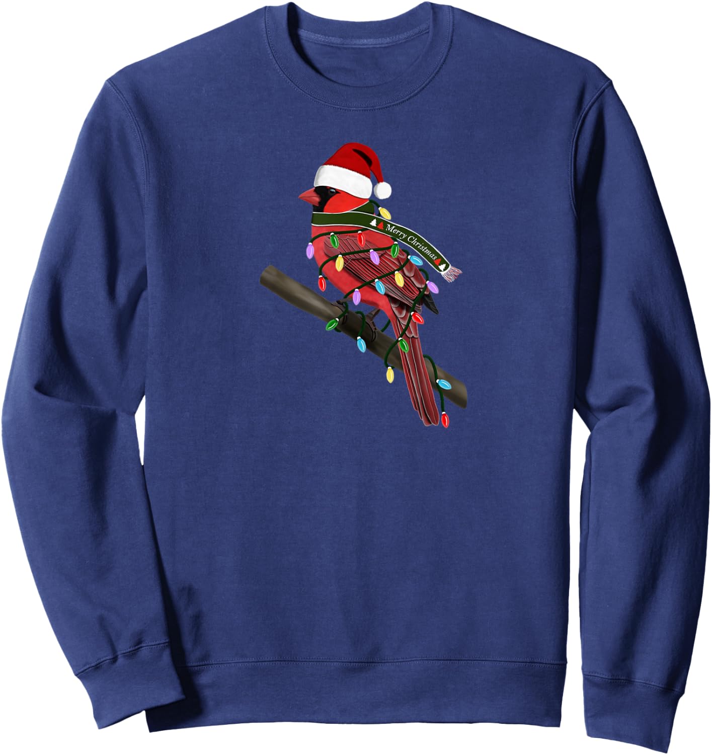Cardinal Christmas Bird Santa Claus Biologist Animal Sweatshirt - Sweatshirt | Navy