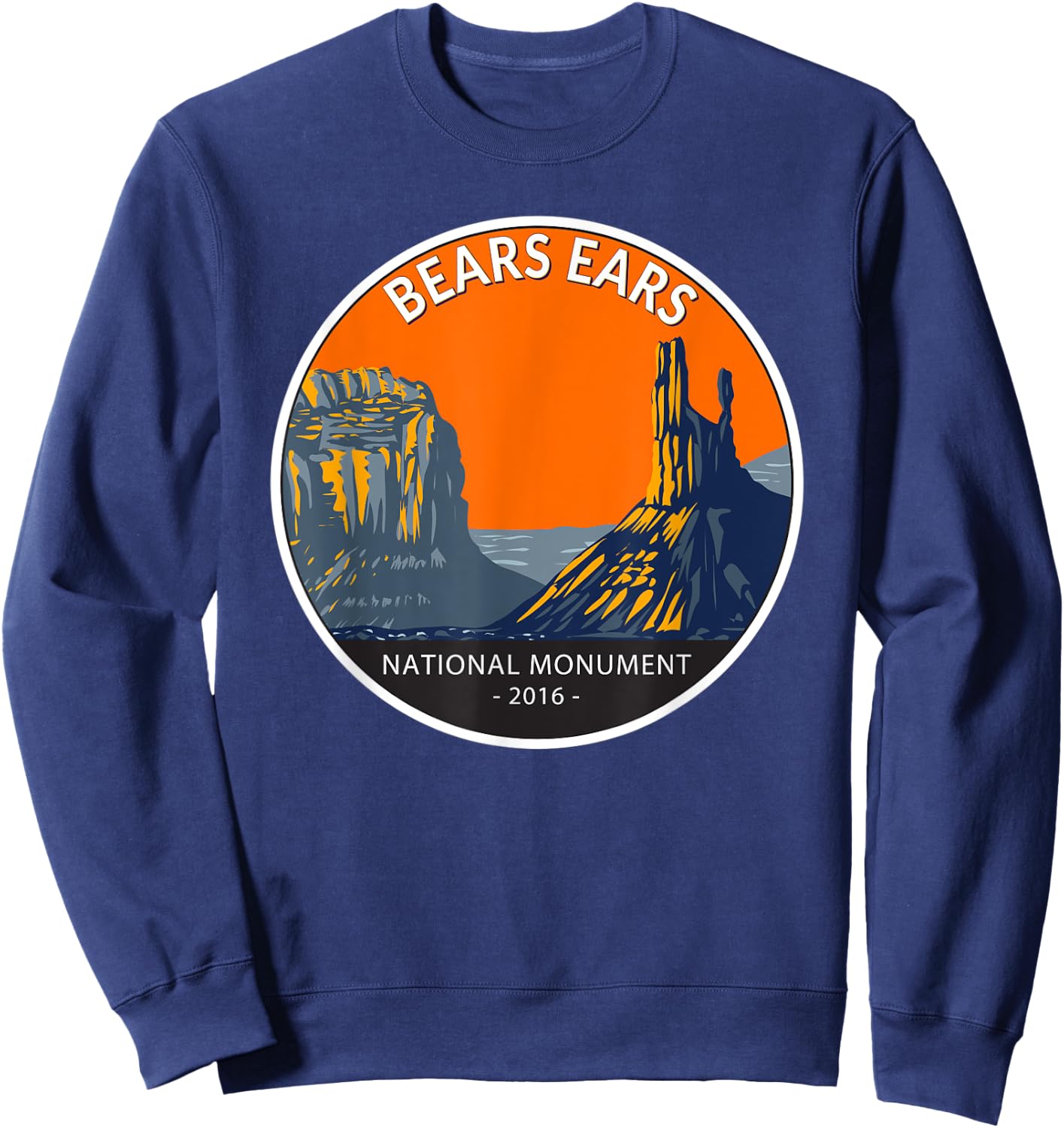 Bears Ears National Monument Utah Vintage Circle Sweatshirt - Sweatshirt | Navy