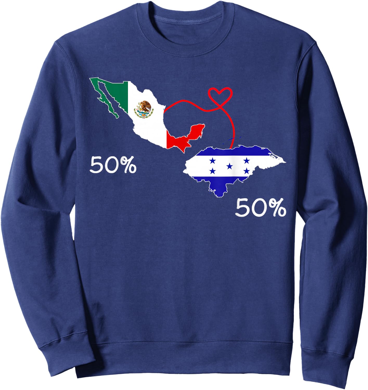 Half Mexican Half Honduran Flag Map Mexico Catracho Sweatshirt - Sweatshirt | Navy