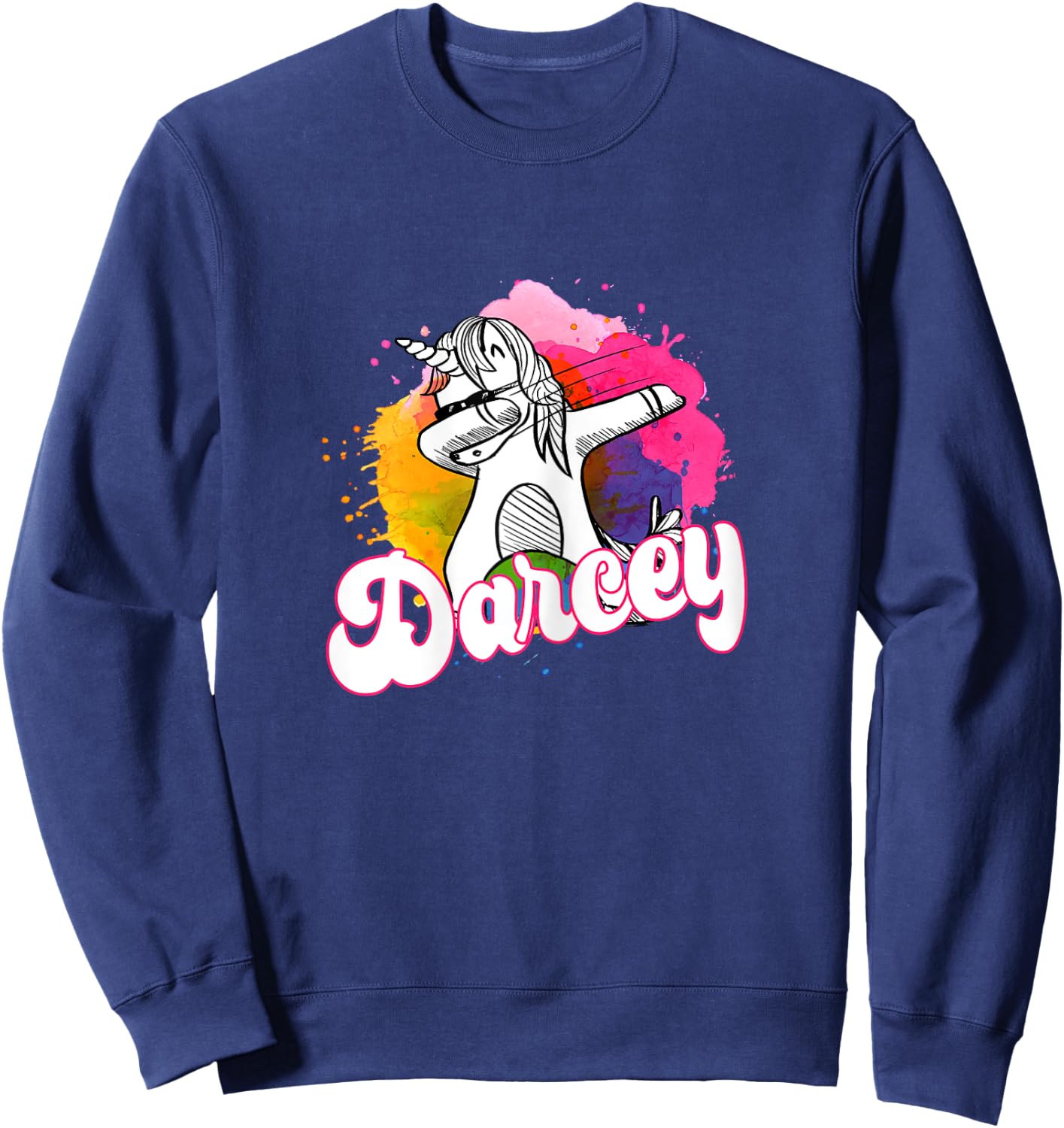 DARCEY - Beautiful girl name with cool dabbing unicorn Sweatshirt - Sweatshirt | Navy