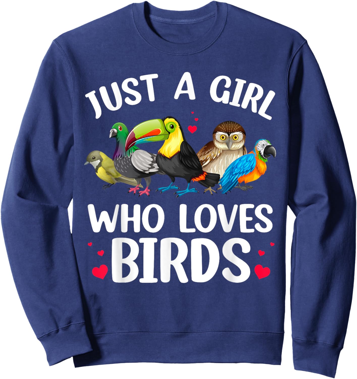 Funny Bird Lover Art For Girls Women Kids Bird Animal Lovers Sweatshirt - Sweatshirt | Navy