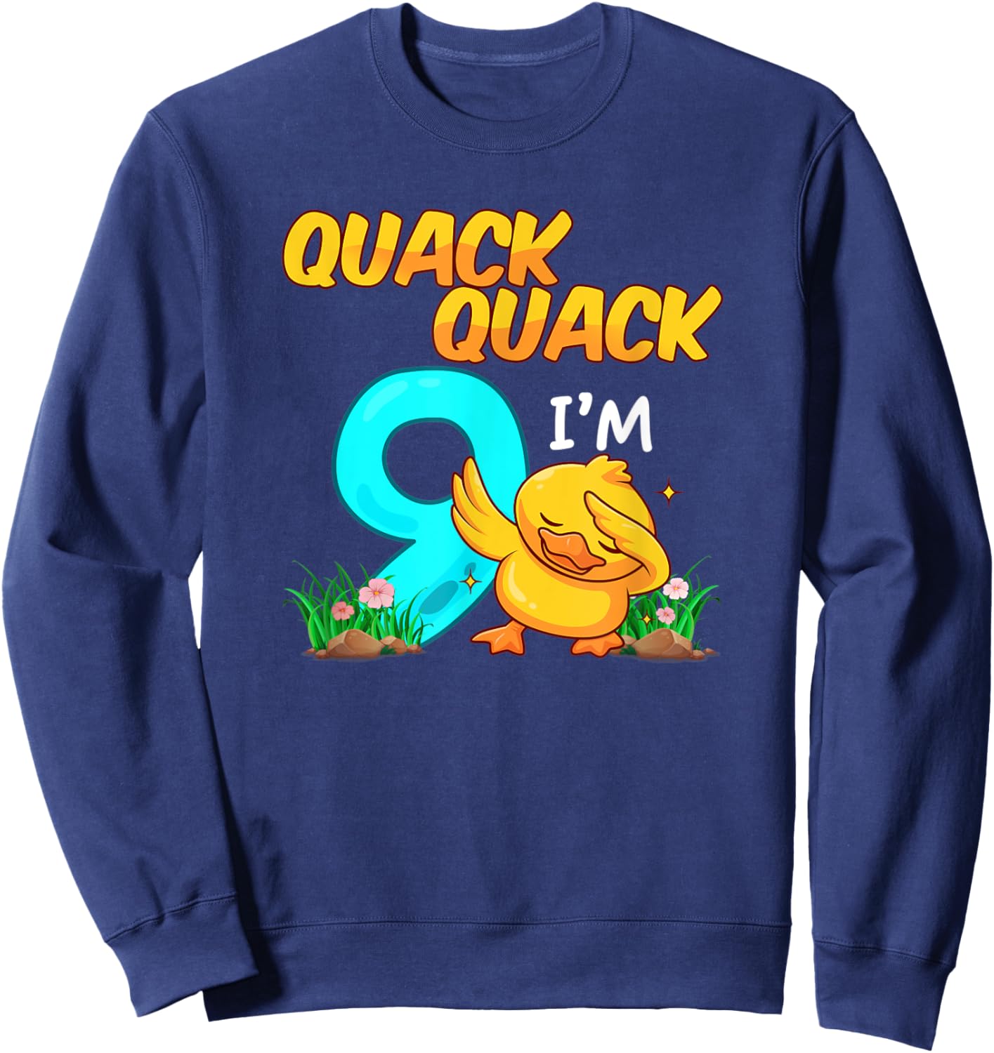9 Year Old Gifts Boys Girls Teens Dabbing Duck 9th Birthday Sweatshirt - Sweatshirt | Navy