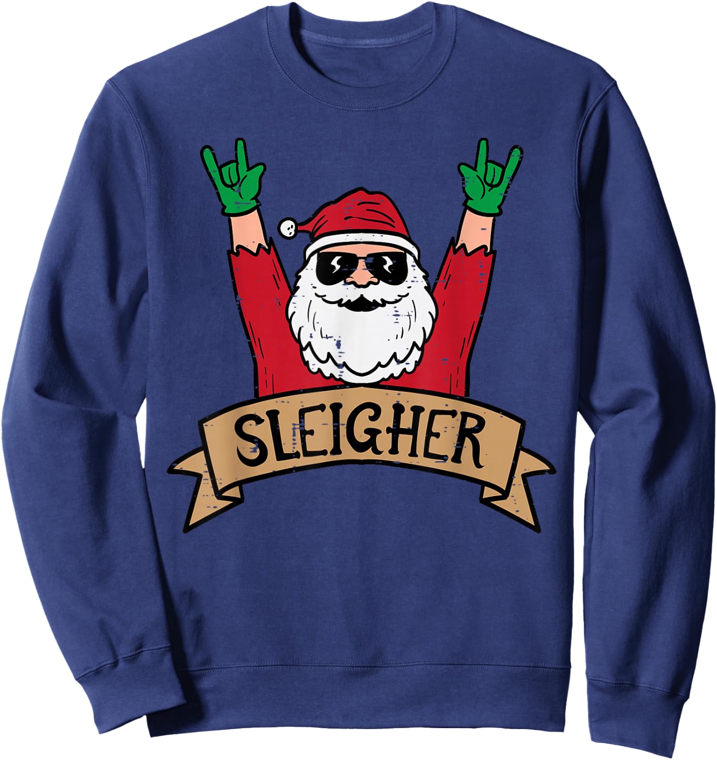 Christmas Sleigher Santa Rock Xmas Rocker Men Women Kids Boy Sweatshirt - Sweatshirt | Navy