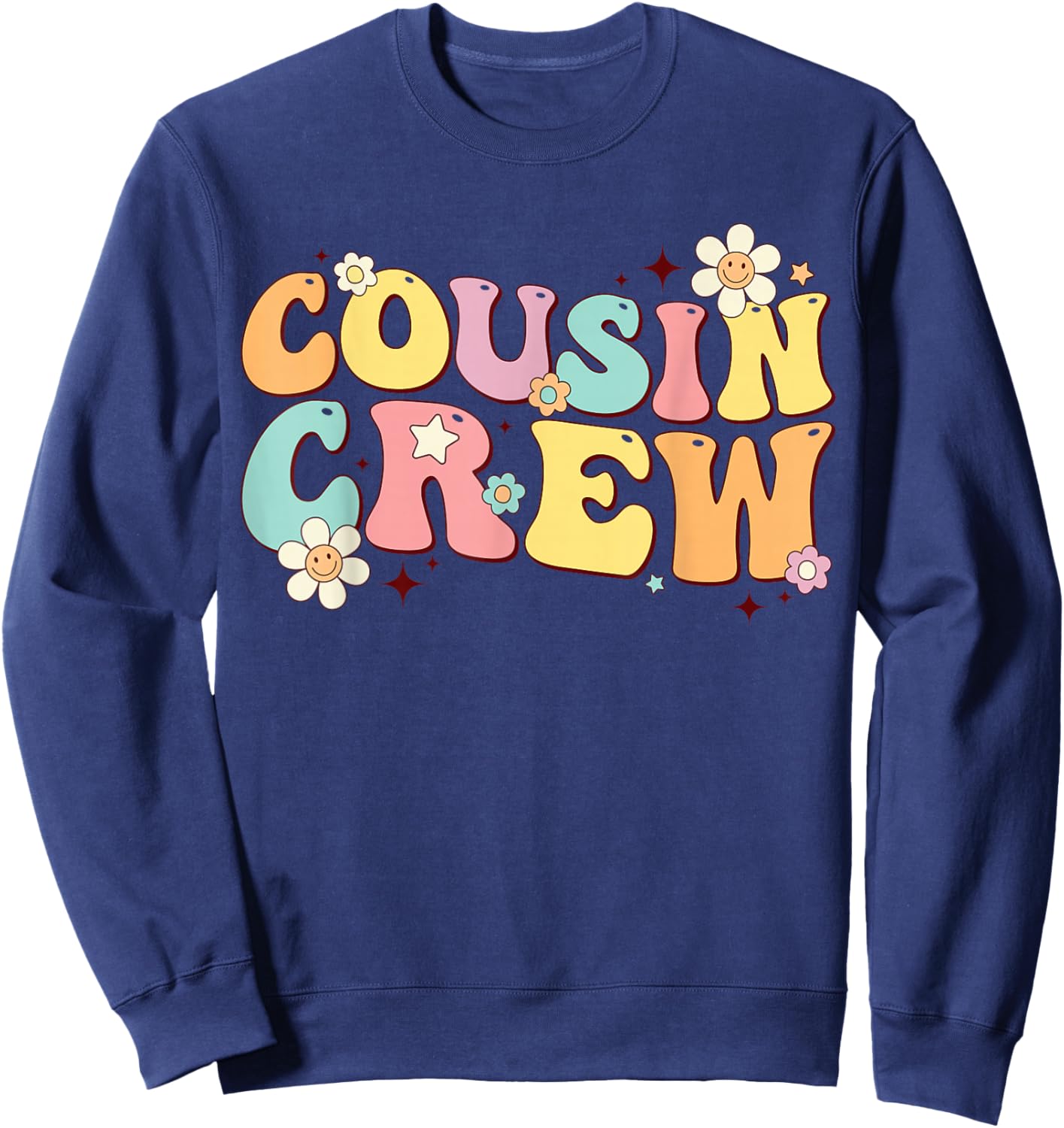 Cousin Crew Retro Groovy Summer Vacation Family Trip Toddler Sweatshirt - Sweatshirt | Navy
