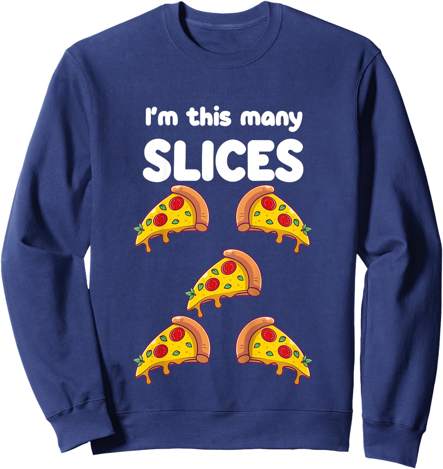 Cute Pizza 5th Birthday I'm This Many Slices 5-Year-Old Sweatshirt - Sweatshirt | Navy