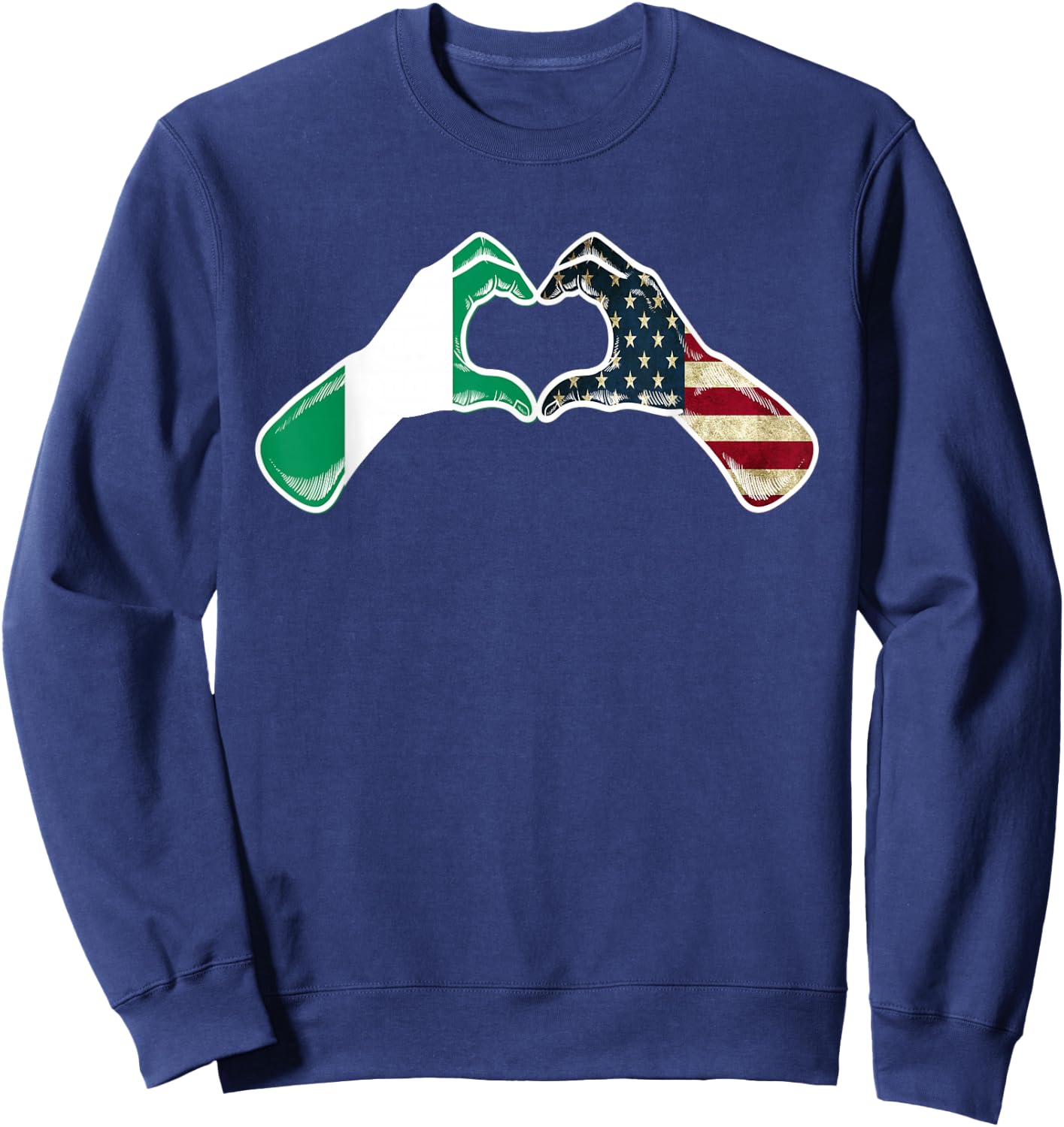 Nigeria American USA Flag - USA Nigerian Heart Sweatshirt - Sweatshirt | Navy