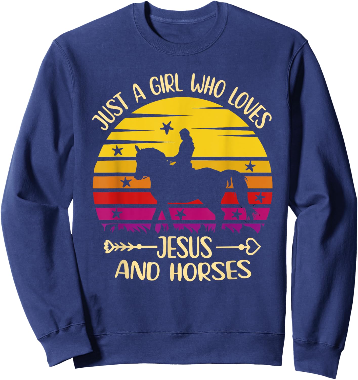 Jesus And Horses - Just A Girl Who Loves Jesus And Horses Sweatshirt - Sweatshirt | Navy