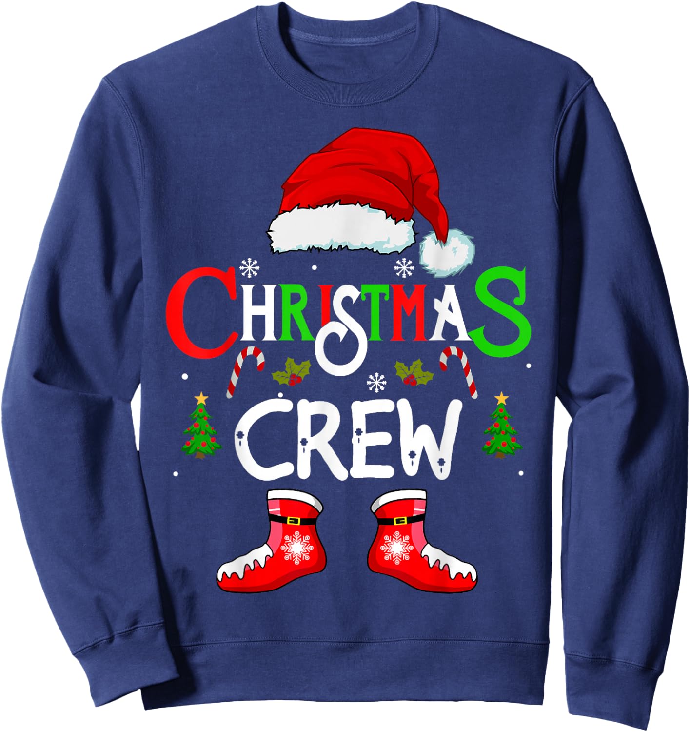 Funny Christmas crew Xmas Squad santa Family Pajamas 2025 Sweatshirt - Sweatshirt | Navy