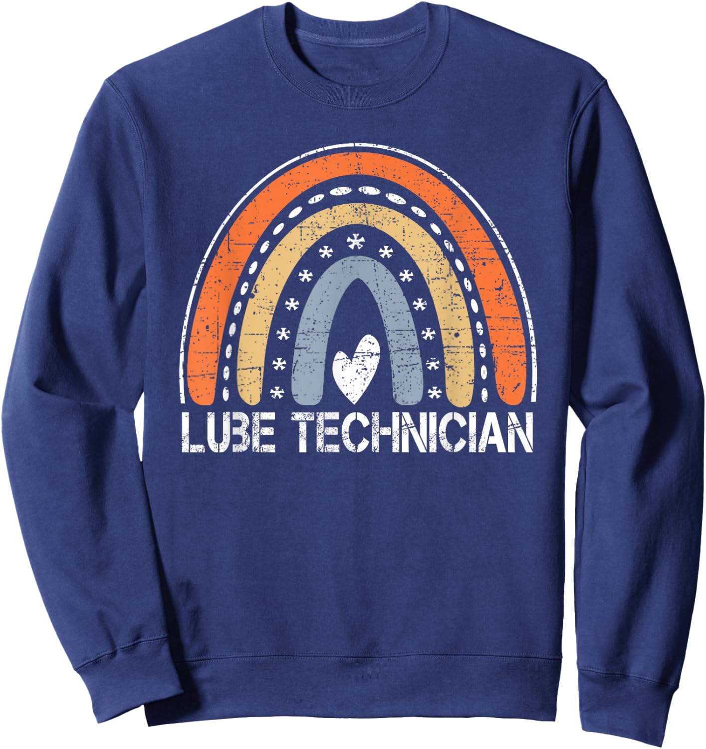 Funny Job Title Worker Vintage Rainbow Lube Technician Sweatshirt - Sweatshirt | Navy