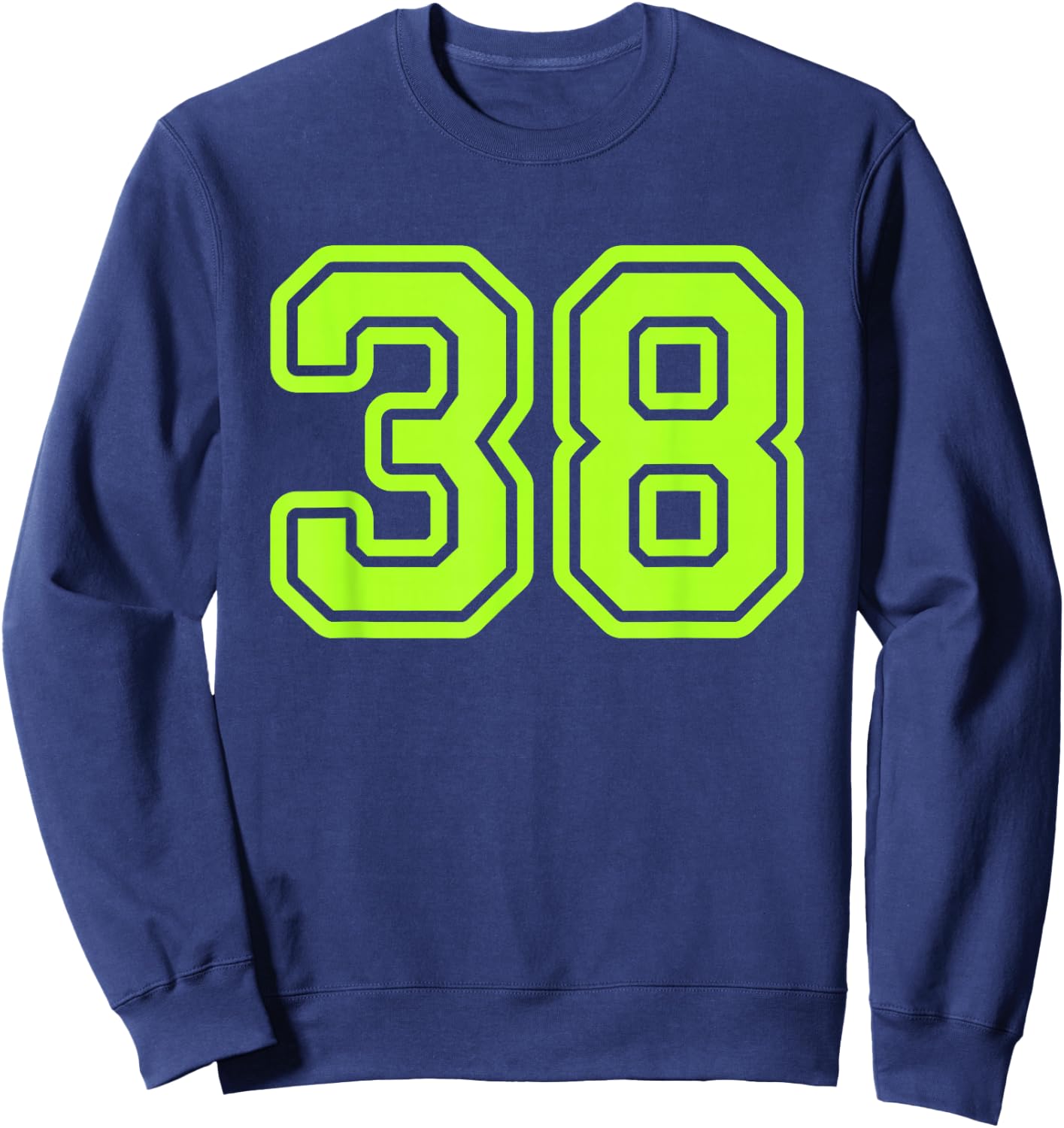 Green Yellow Sports Team Number 38 Sweatshirt - Sweatshirt | Navy