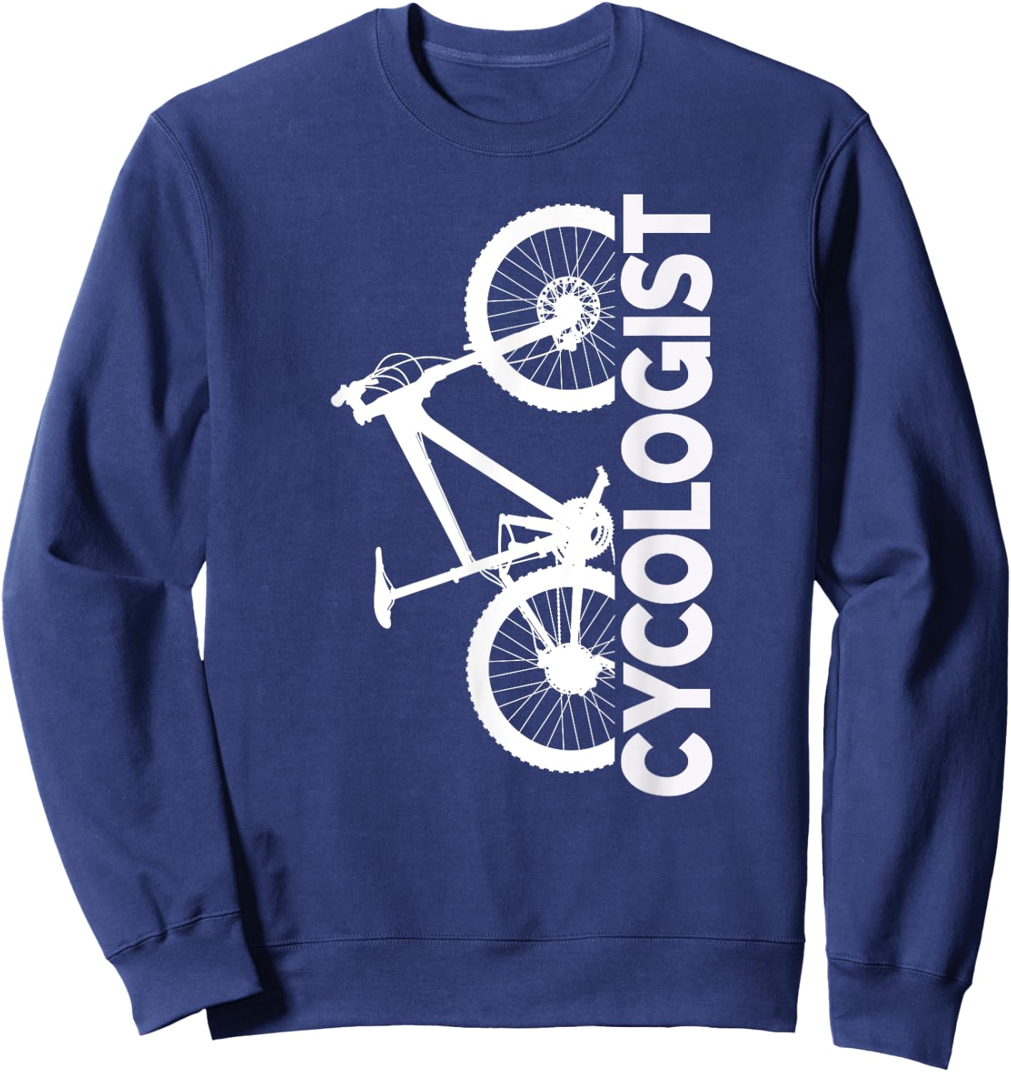 Mountain Biking Cycologist Vertical Graphic Design Sweatshirt - Sweatshirt | Navy