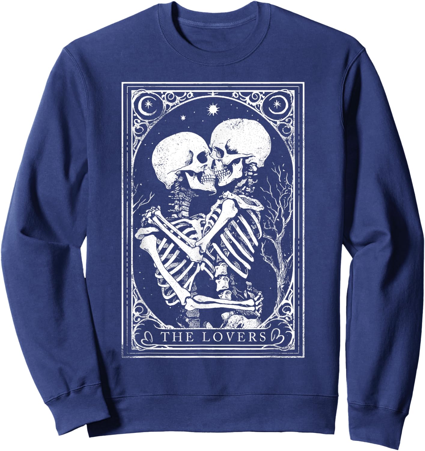 Tarot Card Shirt The Lovers Goth Skeleton Halloween Occult Sweatshirt - Sweatshirt | Navy