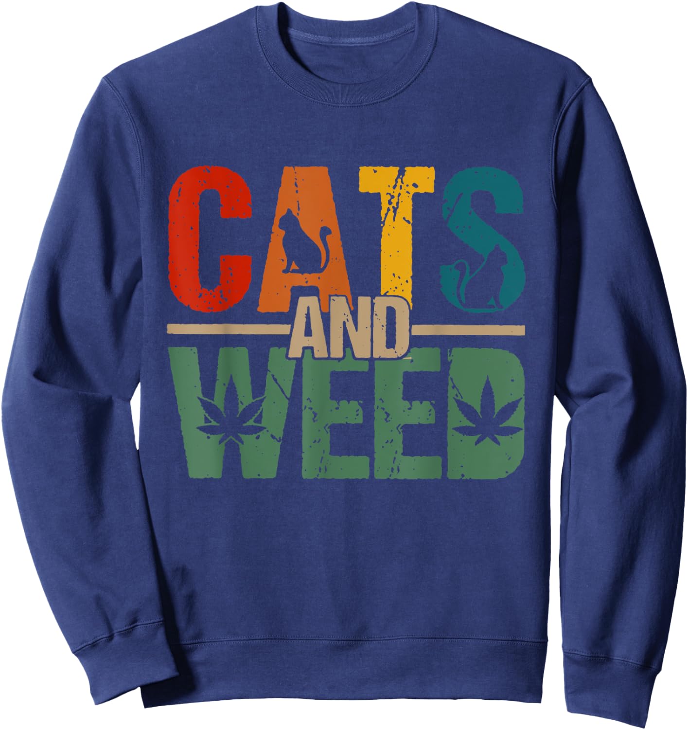 Cats And Weed, Cannabis Stoner, Marijuana Cat Mom Dad Women Sweatshirt - Sweatshirt | Navy