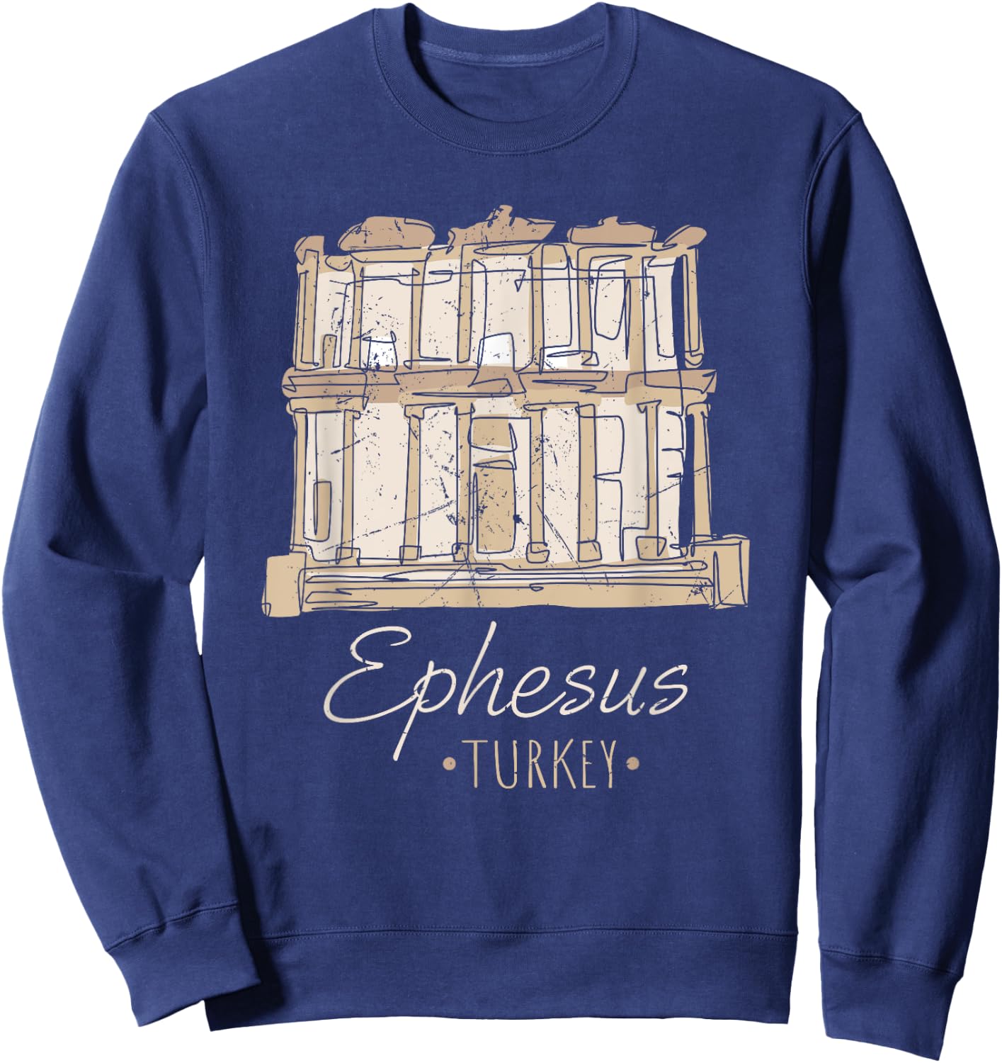 Ephesus Turkey Ancient City Architecture Ruins History Sweatshirt - Sweatshirt | Navy