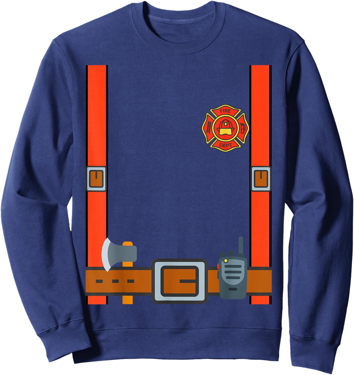 Fun Fireman Halloween - Firefighter Cosplay Costume Dressup Sweatshirt - Sweatshirt | Navy