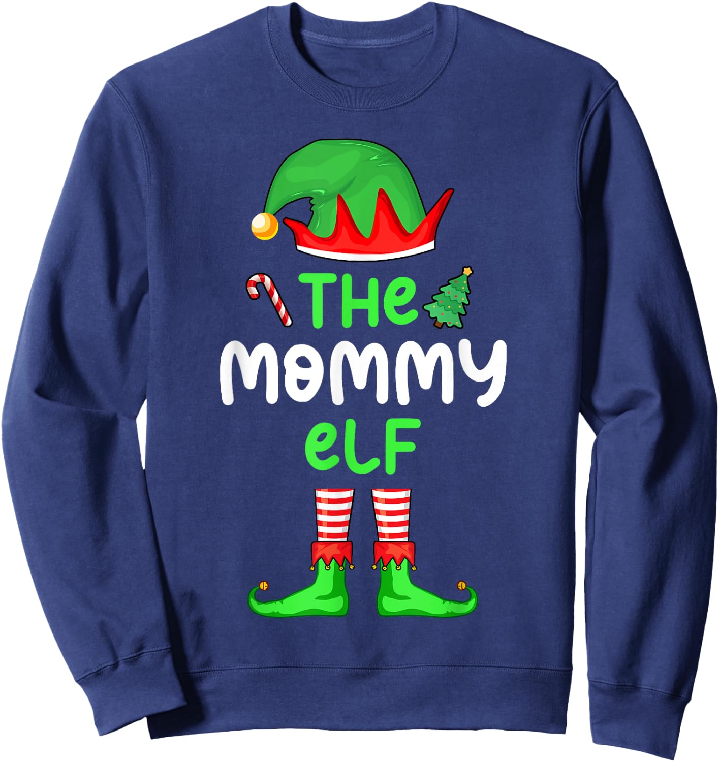 I'm The Mom Elf Christmas Family Matching Pajama Mommy Elf Sweatshirt - Sweatshirt | Navy