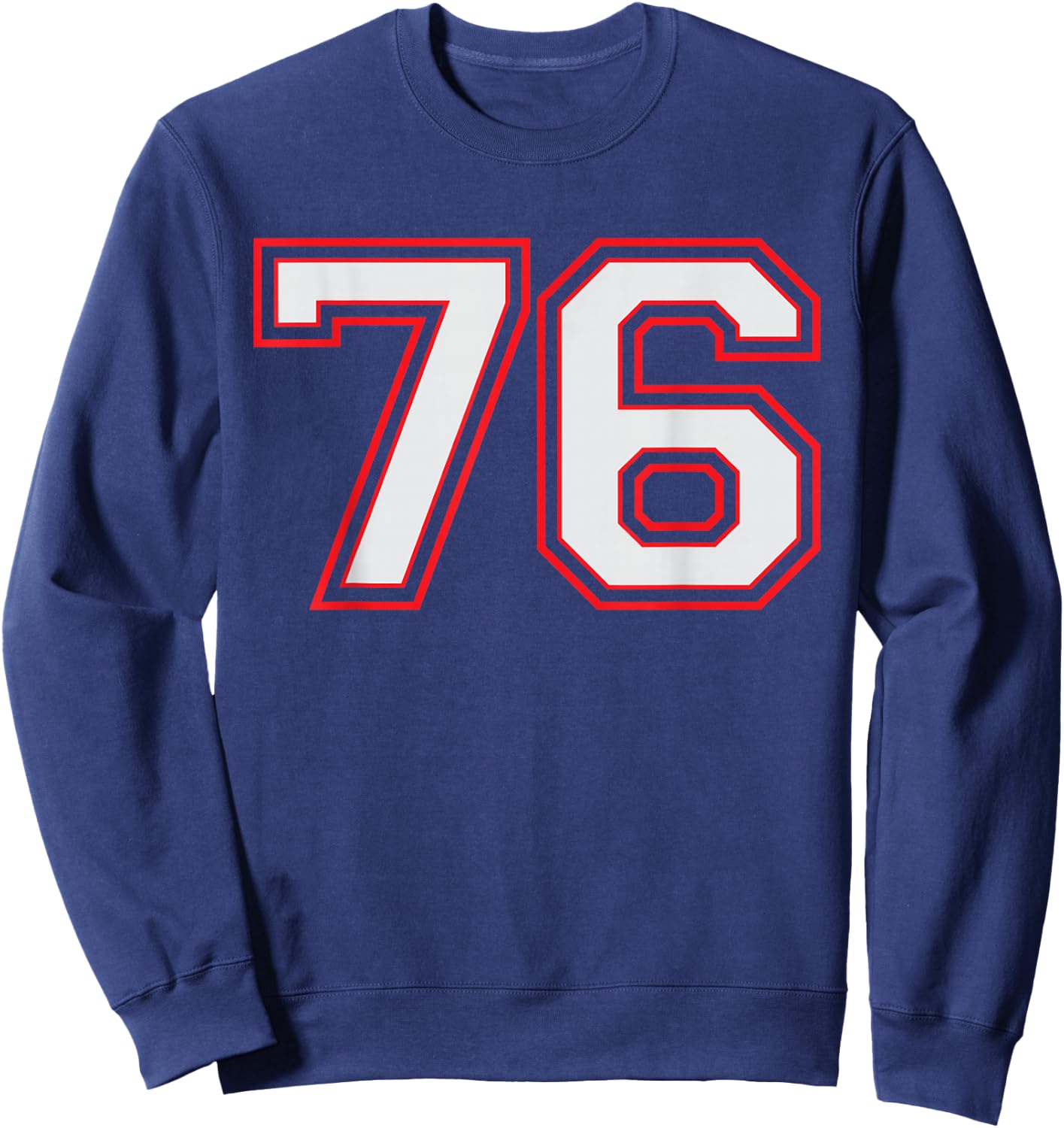 Red Number 76 Sports Player Jersey Fun Game Winner #76 Lucky Sweatshirt - Sweatshirt | Navy