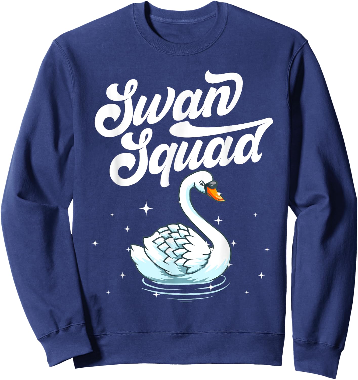 Cool Swan Art Women Bird Watcher Waterfowl Lake Swan Sweatshirt - Sweatshirt | Navy