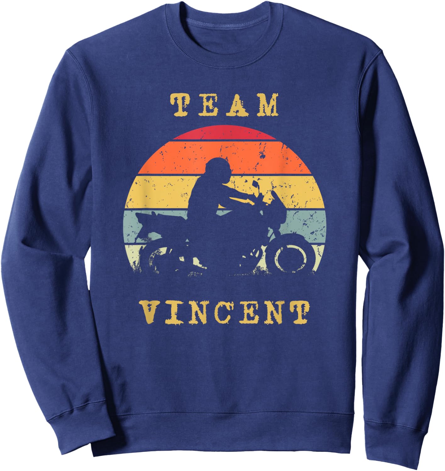 Fun Vintage Retro Sunset Vincent Motorcycle Biker Rider Sweatshirt - Sweatshirt | Navy