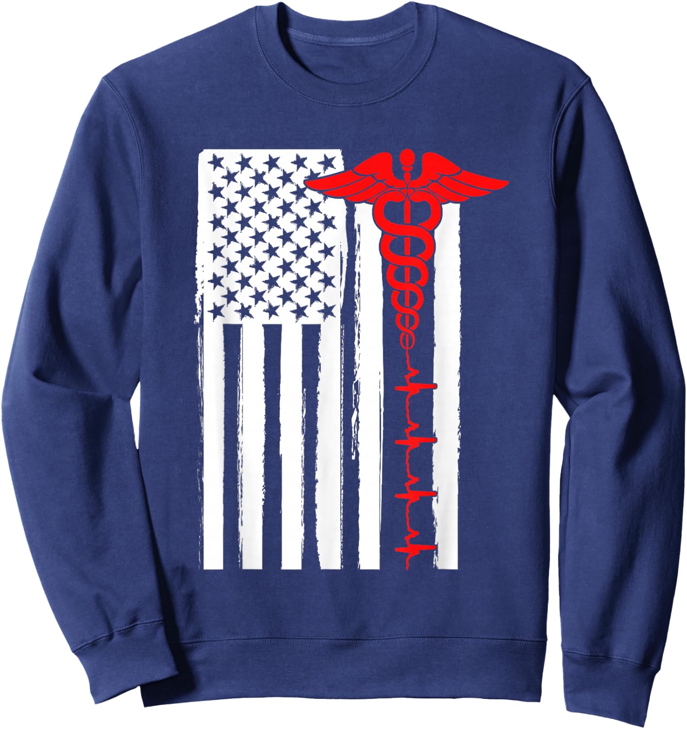 Nursing Shirts Us Flag Nurse Life Medicine Student Sweatshirt - Sweatshirt | Navy