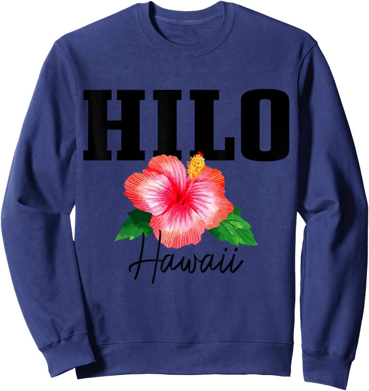 Hilo Hawaii Floral Hawaiian Hibiscus Surf Surfer Vintage Sweatshirt - Sweatshirt | Navy