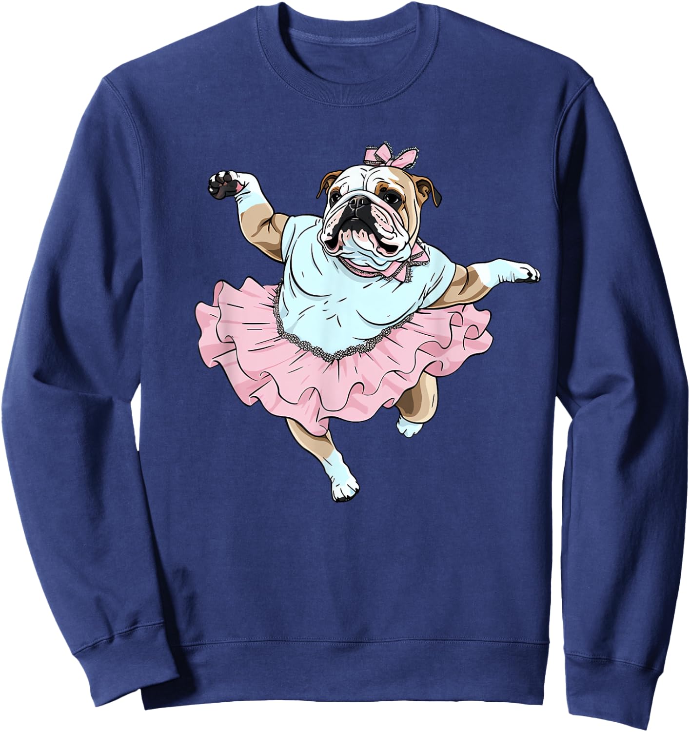 English Bulldog Ballerina Funny Dog Ballet Women Kids Sweatshirt - Sweatshirt | Navy