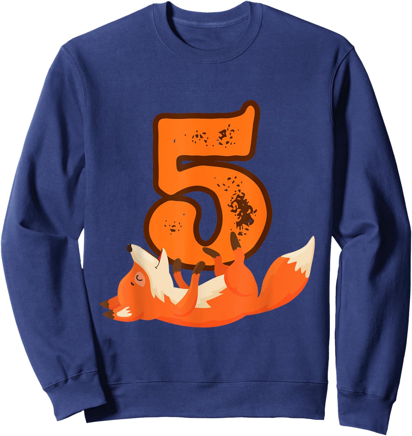 5th Birthday For Girls Gift Funny 5 Years Old Boy Fox Sweatshirt - Sweatshirt | Navy