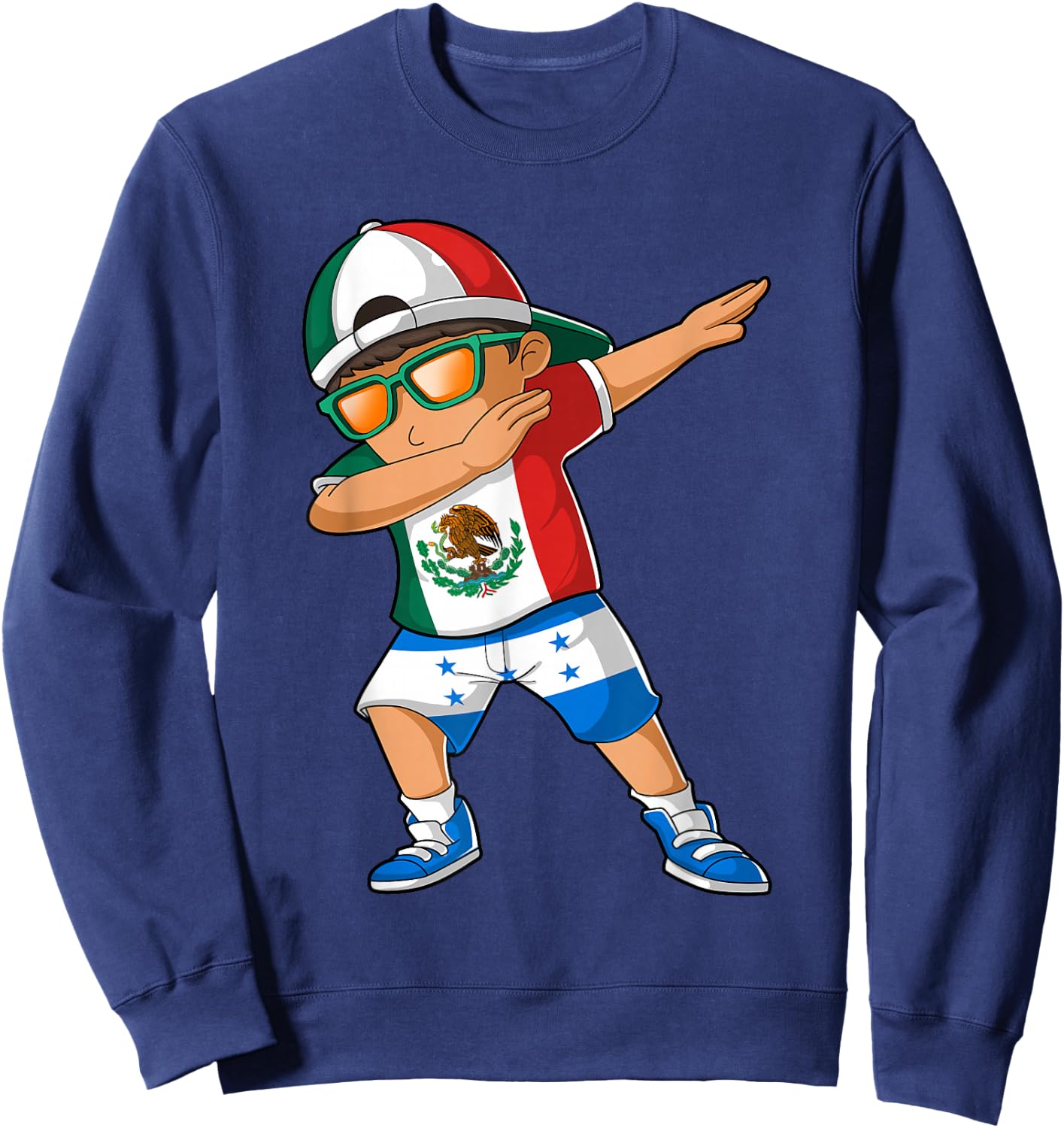 Half Mexican Half Honduran Boy Mexico Honduras Flag Sweatshirt - Sweatshirt | Navy