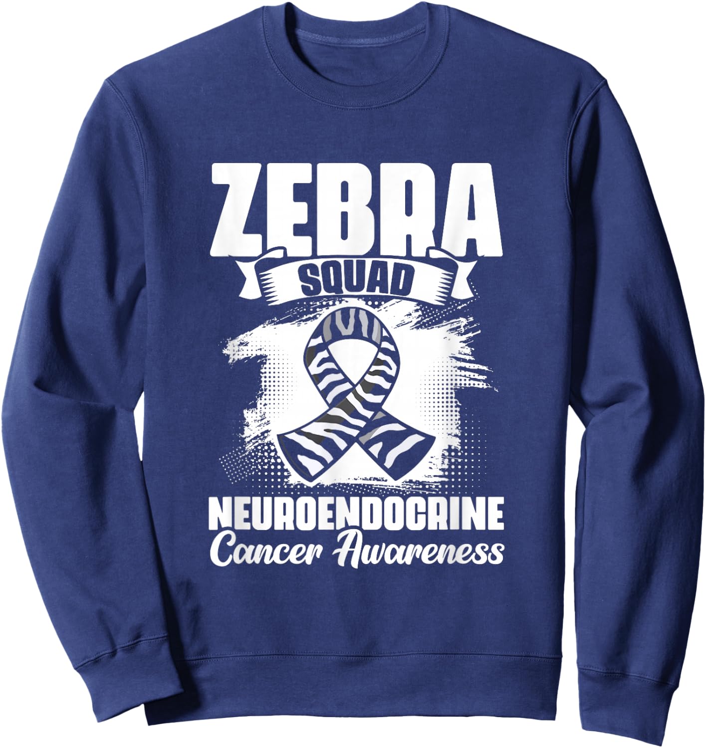 Zebra Squad - Zebra Ribbon Carcinoid Cancer Awareness Sweatshirt - Sweatshirt | Navy