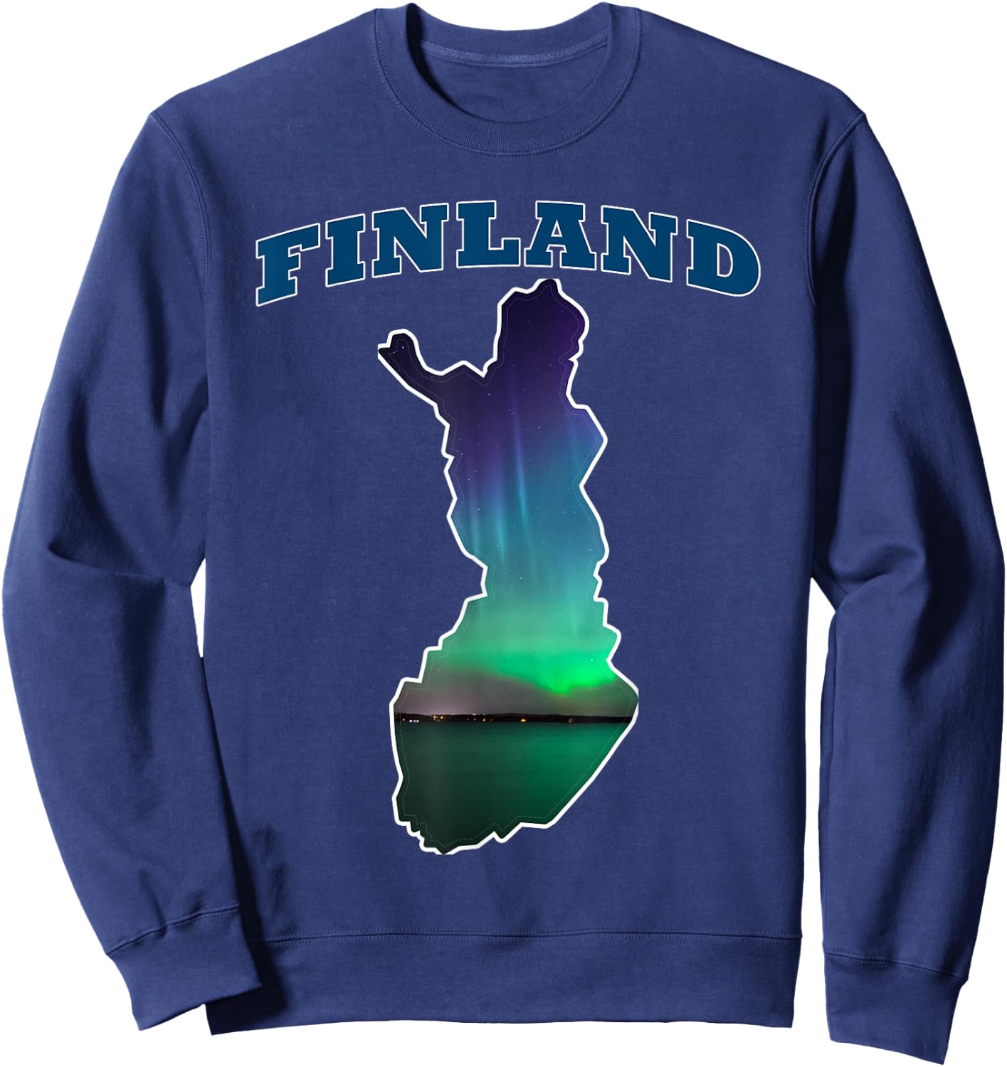 Finland Aurora Borealis Finnish Northern Lights Sweatshirt - Sweatshirt | Navy