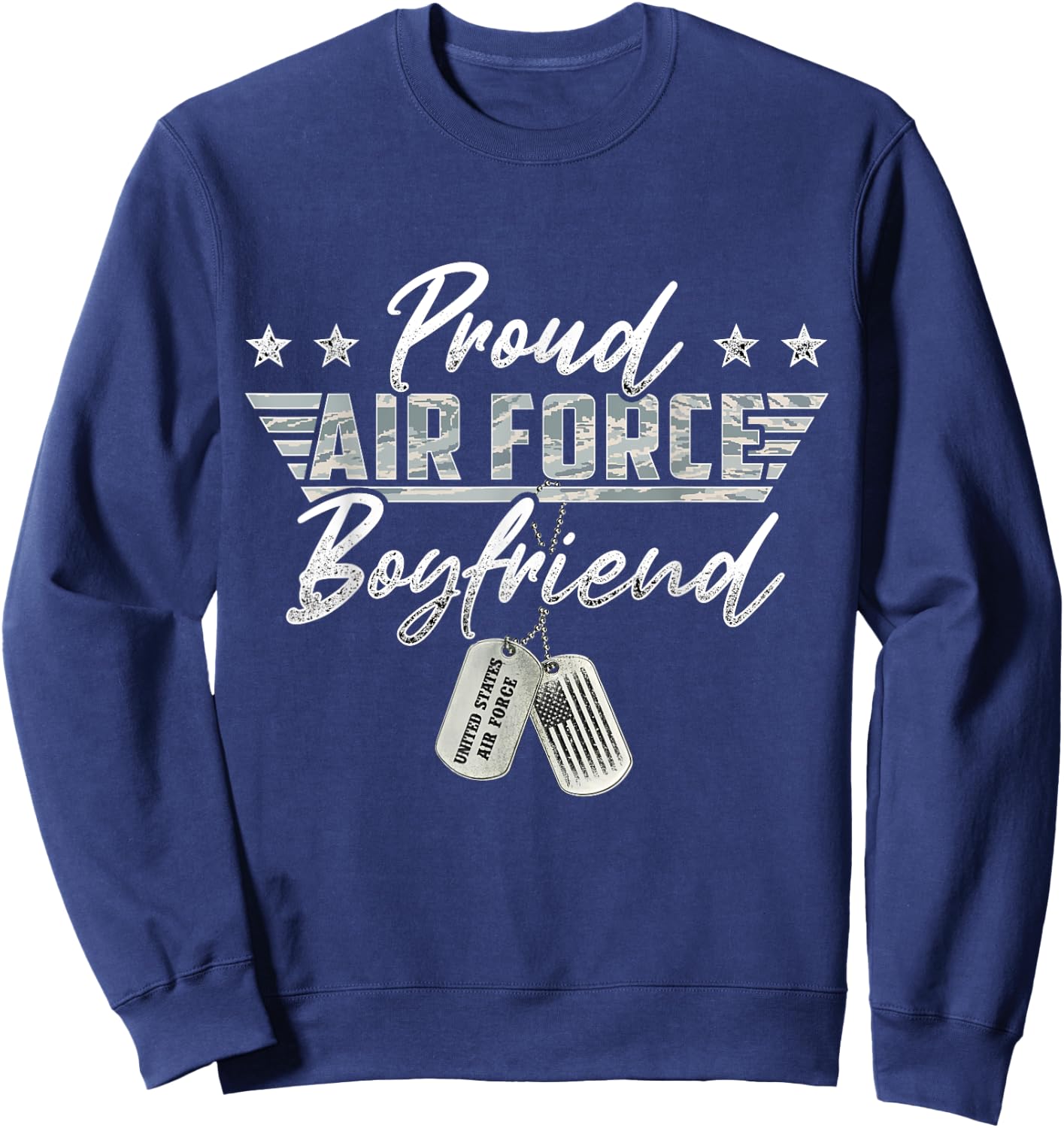 Proud Air Force Boyfriend Military Air Force Family Matching Sweatshirt - Sweatshirt | Navy