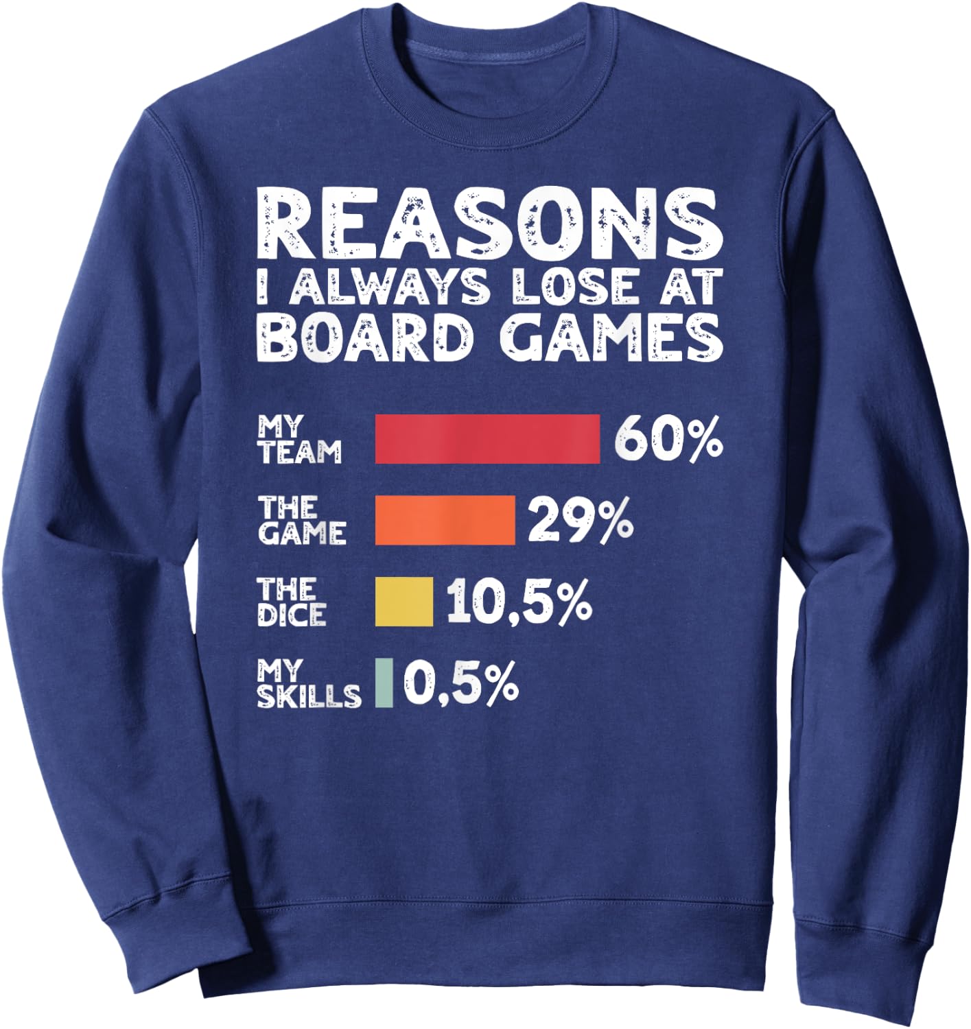 Reasons I Always Lose at Board Games Funny Game Night Sweatshirt - Sweatshirt | Navy