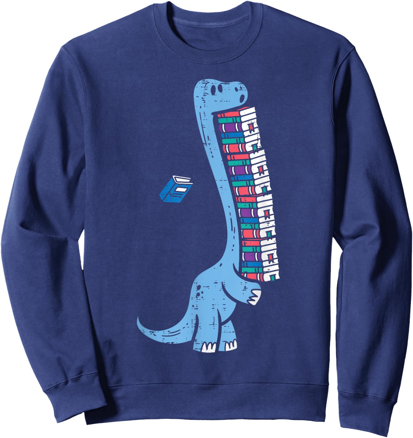 Dino Carrying Books Cute Bookworm Boys Kids Librarian Men Sweatshirt - Sweatshirt | Navy