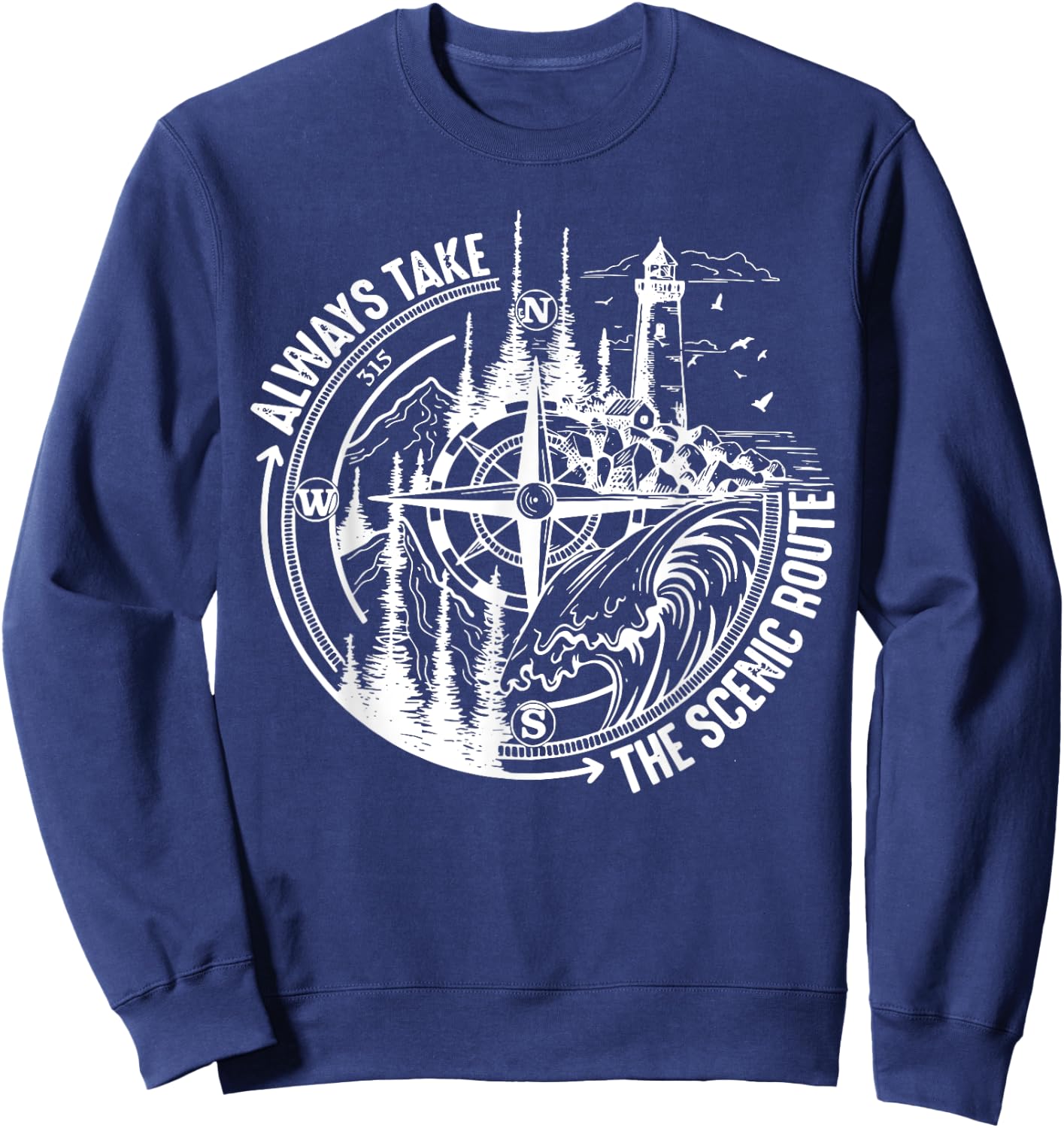 Always Take The Scenic Route Sweatshirt - Sweatshirt | Navy