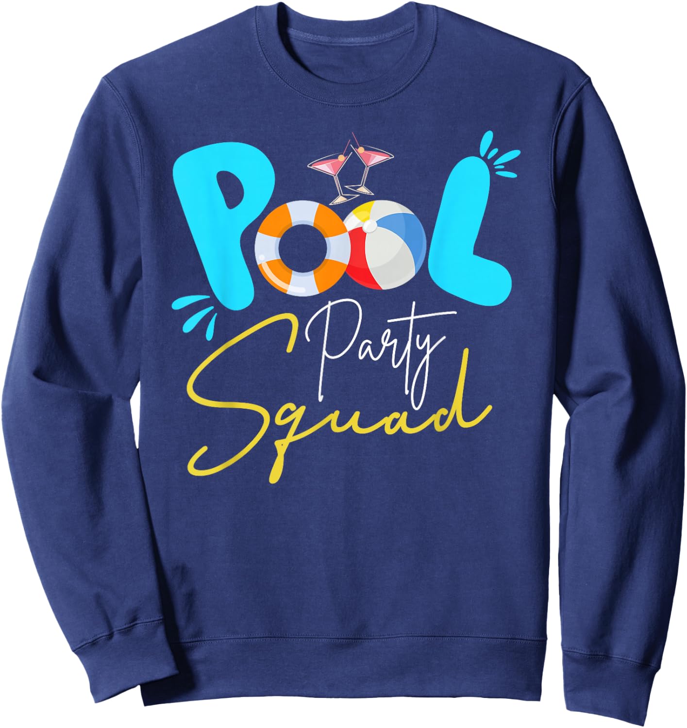 Pool Party Squad Birthday Summer Vacation Matching Family Sweatshirt - Sweatshirt | Navy