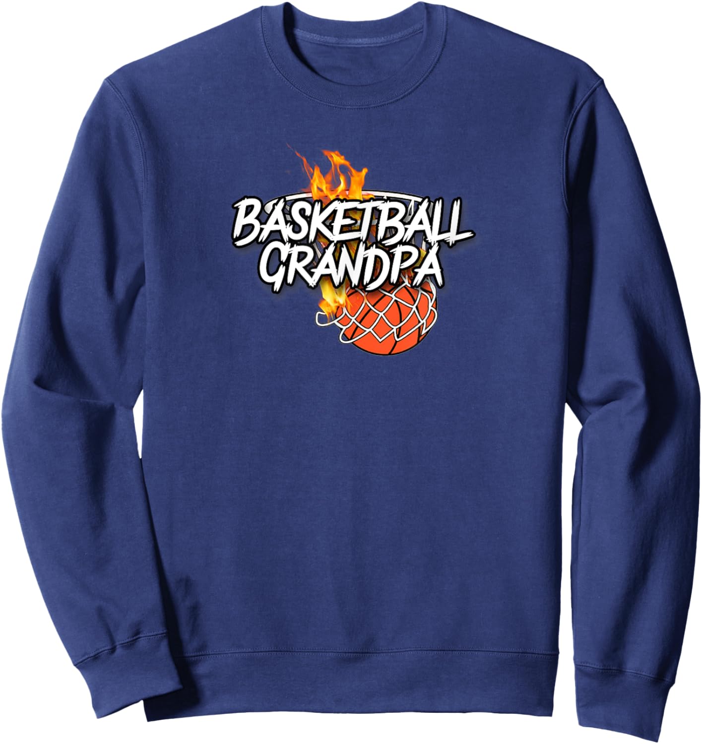 Basketball Grandpa - Basketball Clothing - Fire Basketball Sweatshirt - Sweatshirt | Navy
