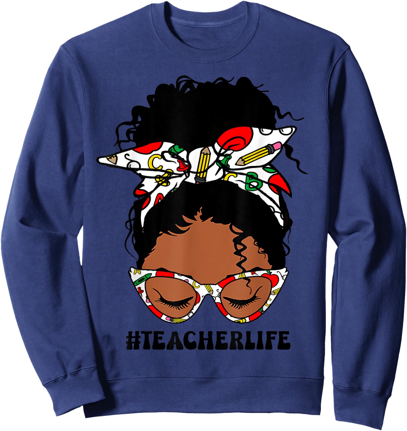 Melanin Black Teacher Sweatshirt - Sweatshirt | Navy
