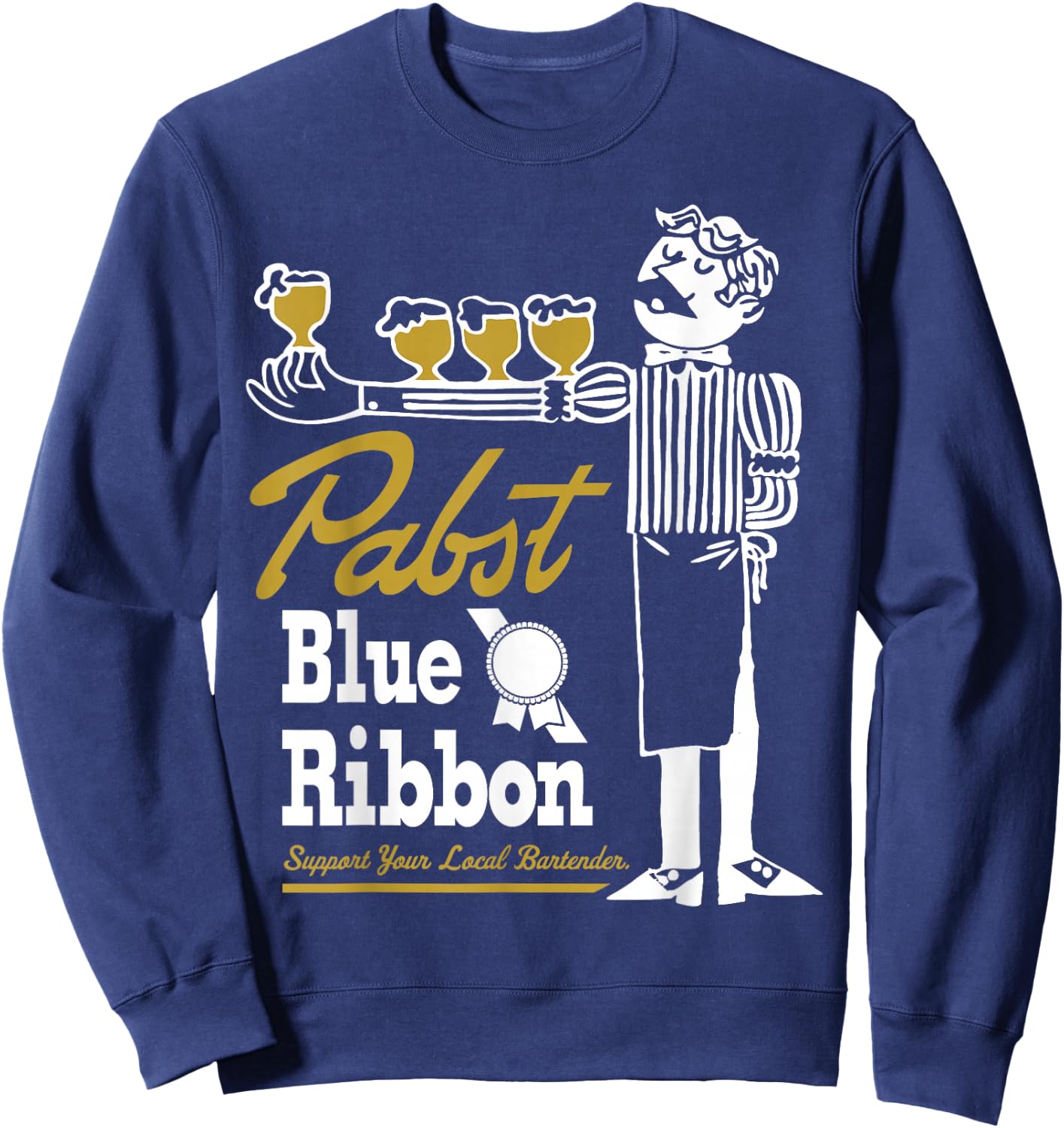 Pabst Blue Ribbon Retro Bartender Sweatshirt - Sweatshirt | Navy