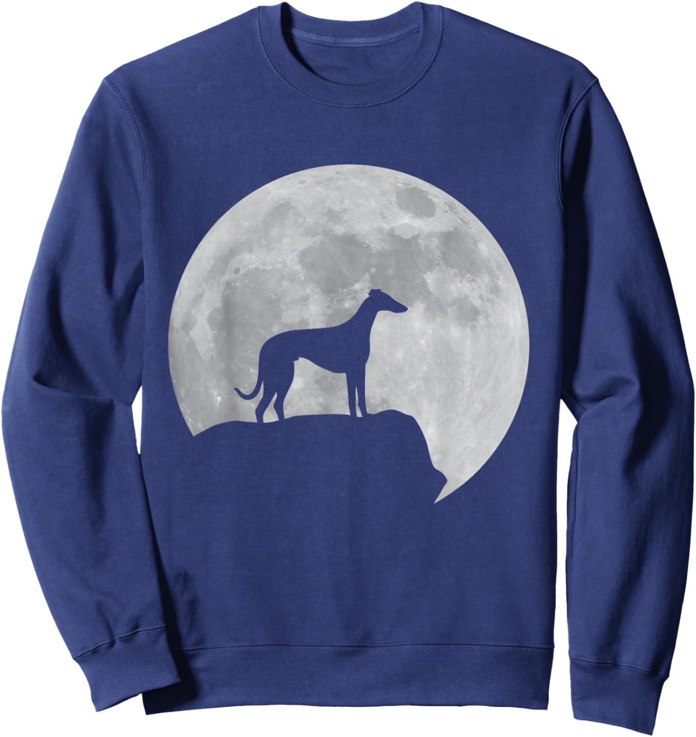 Moon And Dog Silhouette - Whippet Sweatshirt - Sweatshirt | Navy