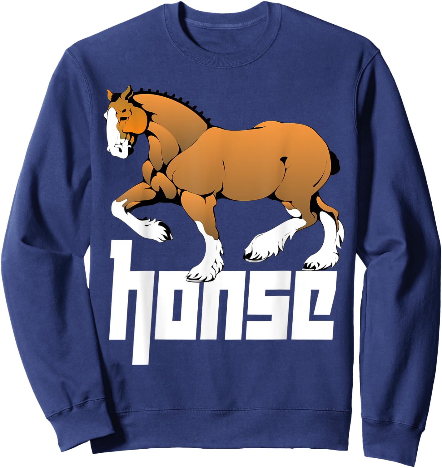 Honse Meme, Big Funny Muscular Horse Sweatshirt - Sweatshirt | Navy