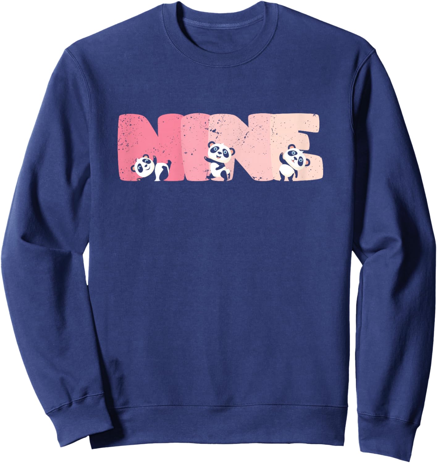 9 Year Old Cute Panda Birthday Girl 9th B-day Sweatshirt - Sweatshirt | Navy