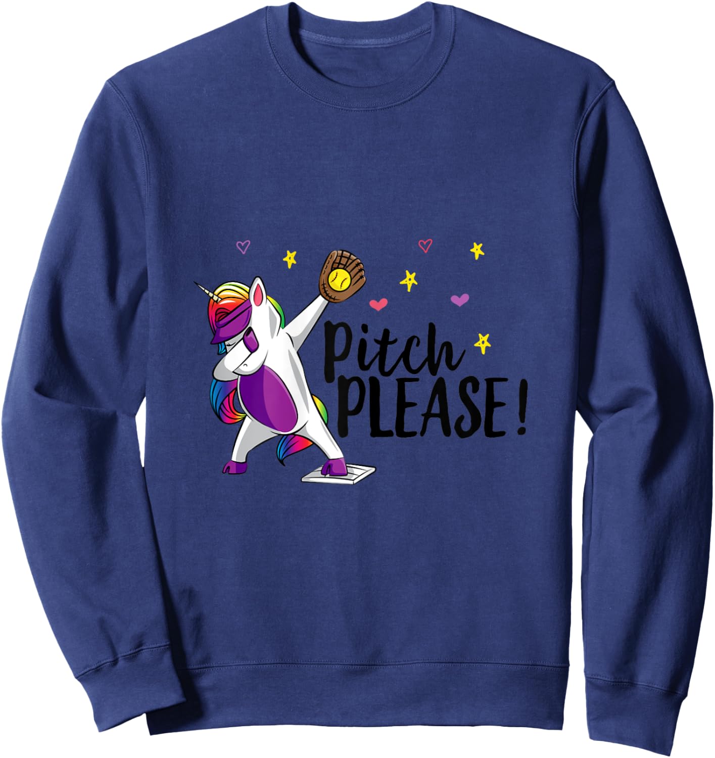 Dabbing Unicorn Funny Softball Pitcher Girls Pitch Please Sweatshirt - Sweatshirt | Navy