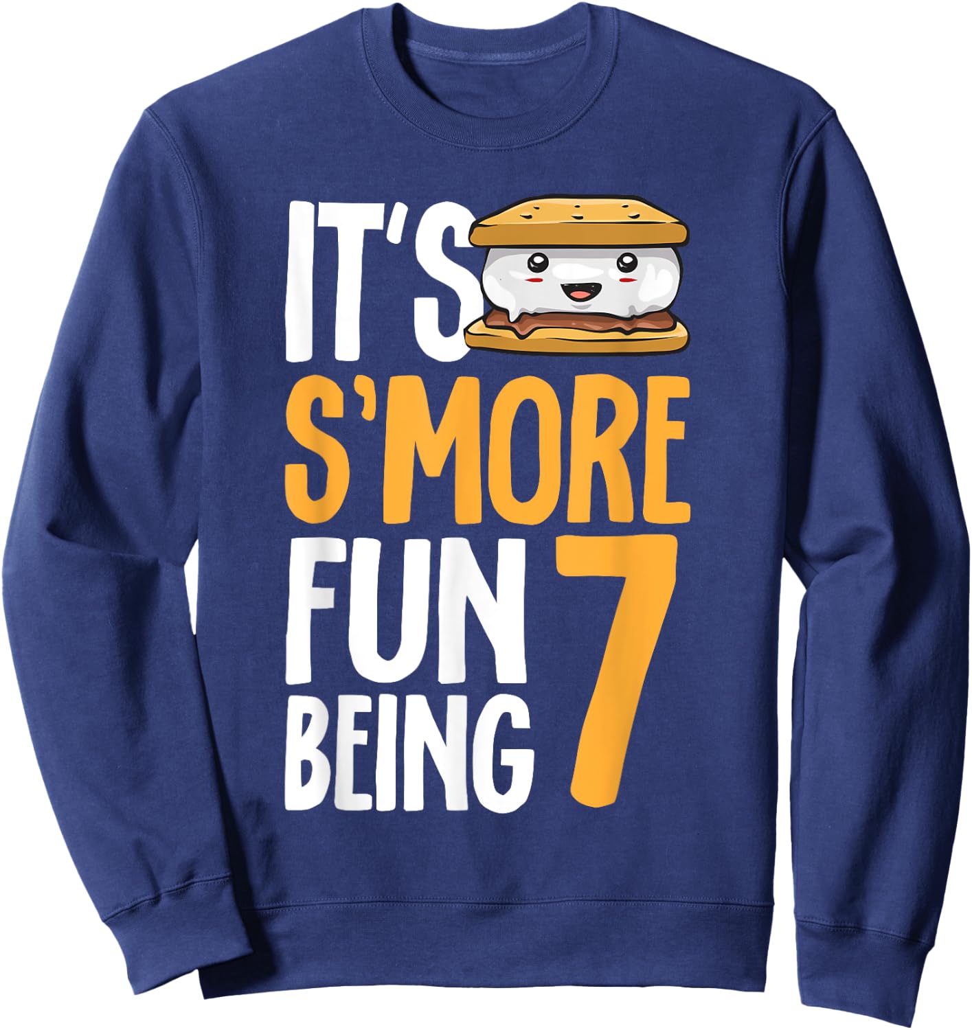 S’more Campfire 7th Birthday Marshmallow Camping Smore Sweatshirt - Sweatshirt | Navy