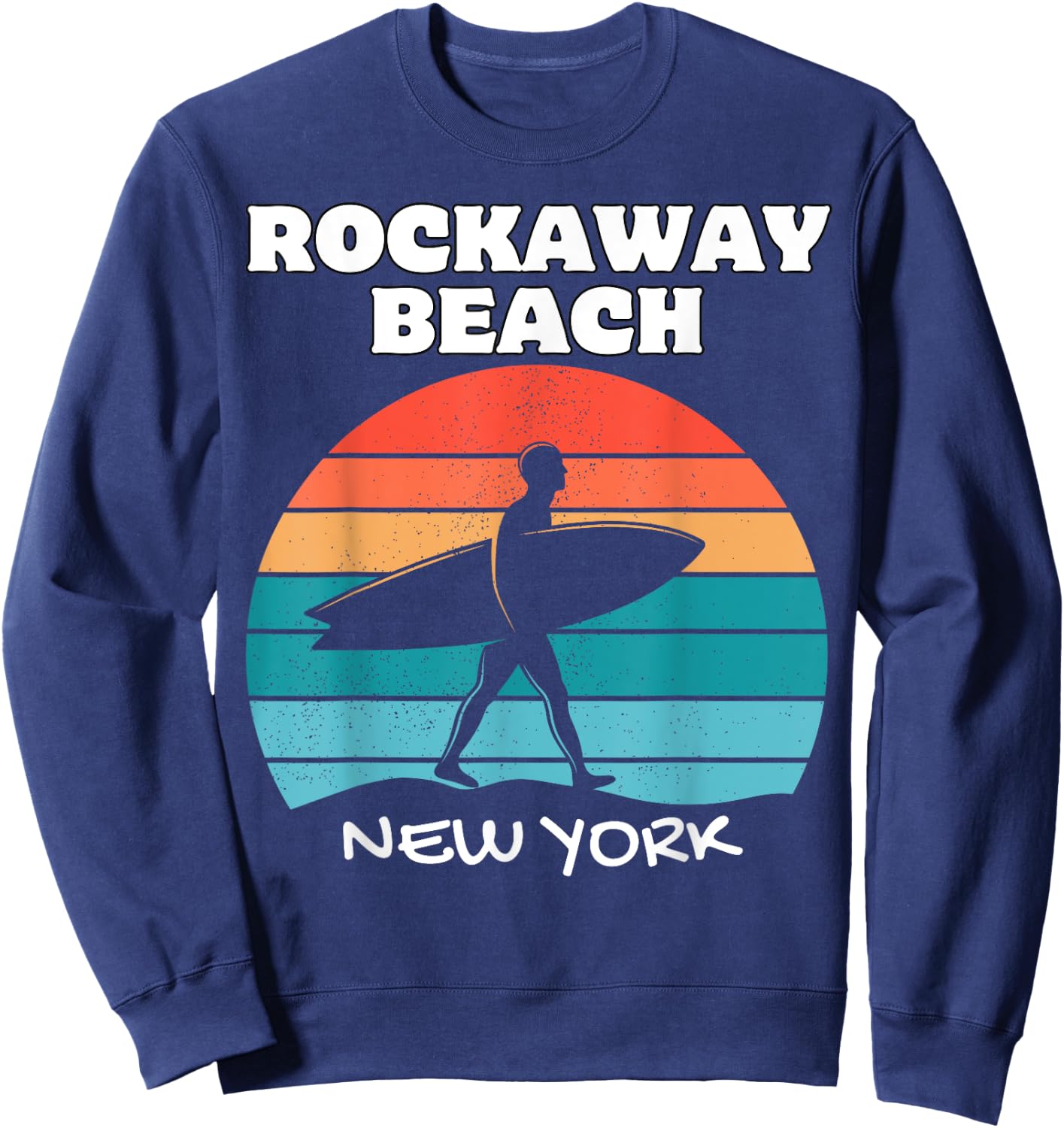 ROCKAWAY BEACH NEW YORK SURF VINTAGE SUNSET SURFING Women Girls Kids Sweatshirt - Sweatshirt | Navy